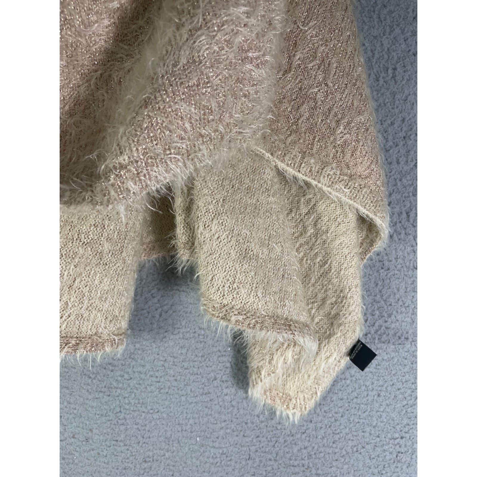 Anthropologie Akemi Kin Eyelash Poncho Sweater Womens OS Ivory Turtleneck - Thumbnail 10