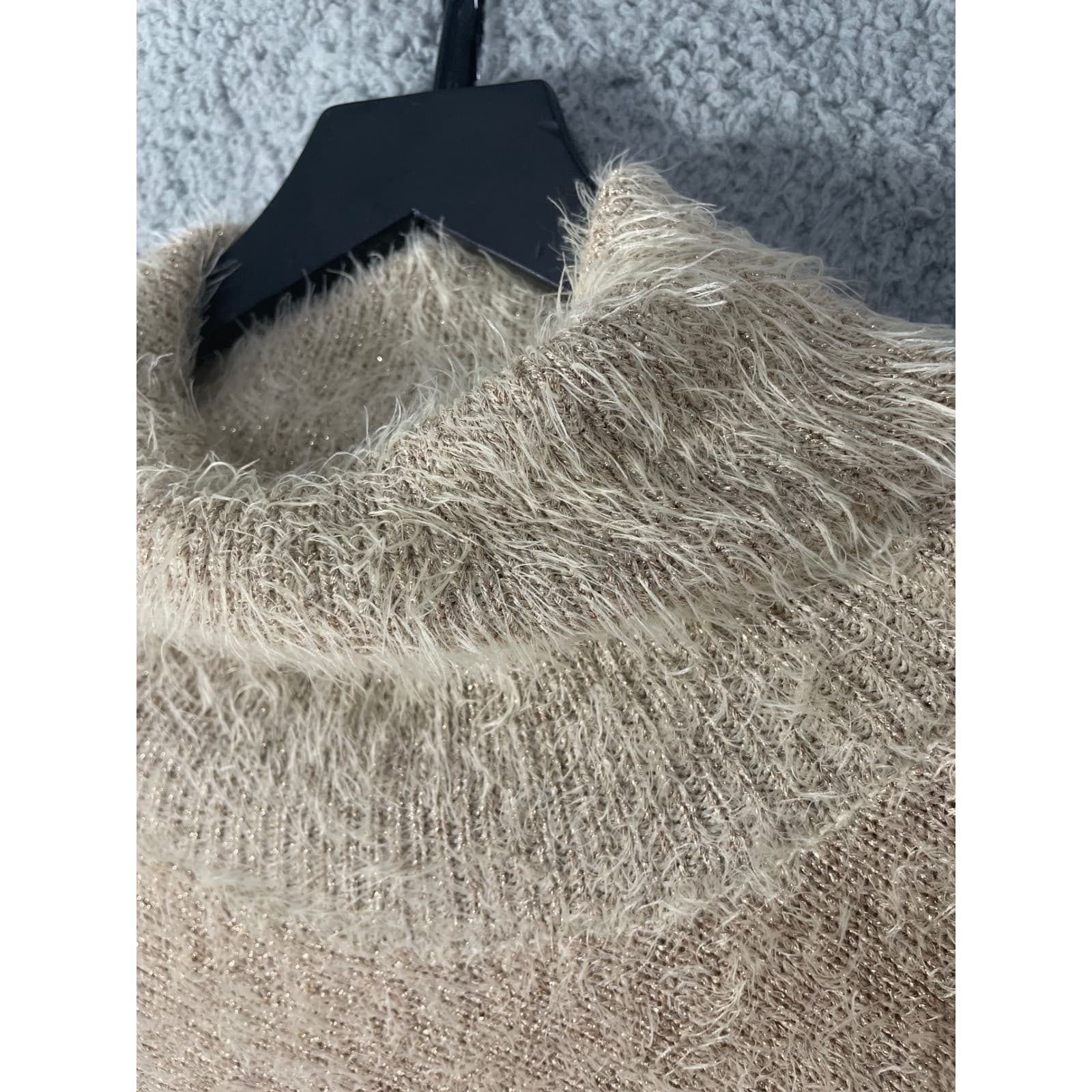 Anthropologie Akemi Kin Eyelash Poncho Sweater Womens OS Ivory Turtleneck - Thumbnail 9