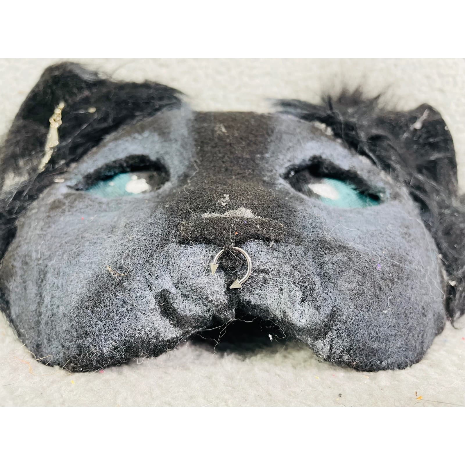 Black Cat Mask Furry Costume Cosplay Therian Animal Fishbone Earring Accessory - Thumbnail 6