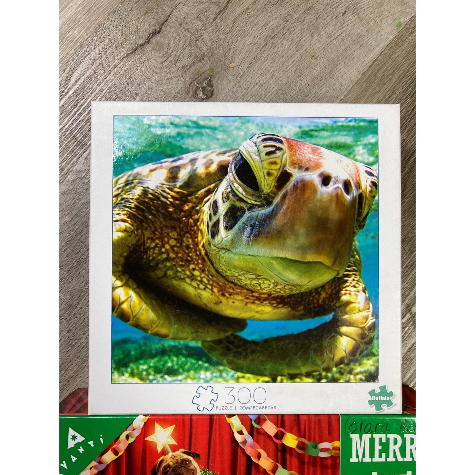 Puzzle Set of 2 300 Piece Christmas & Sea Turtle Jigsaw Puzzle Bundle Pug-Mas - Thumbnail 2