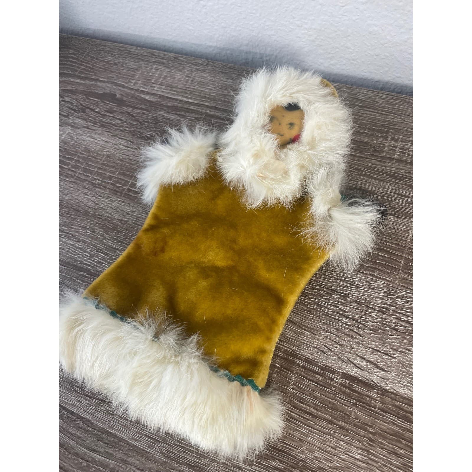 Vintage Alaska Hand Puppet Fur Trim Leather Face Souvenir Doll - Thumbnail 5