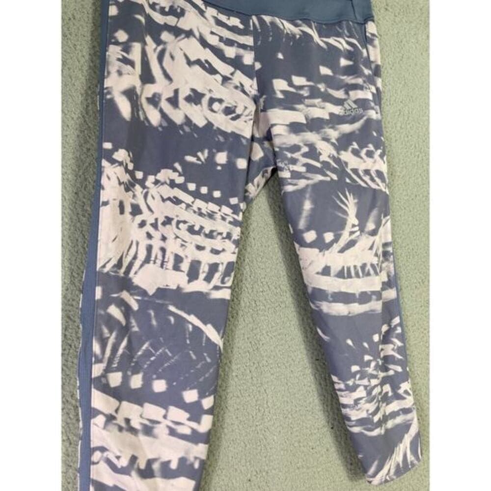 Adidas Leggings Womens M Blue Climacool Graphic Crop 3/4 Running Gym Pants - Thumbnail 8