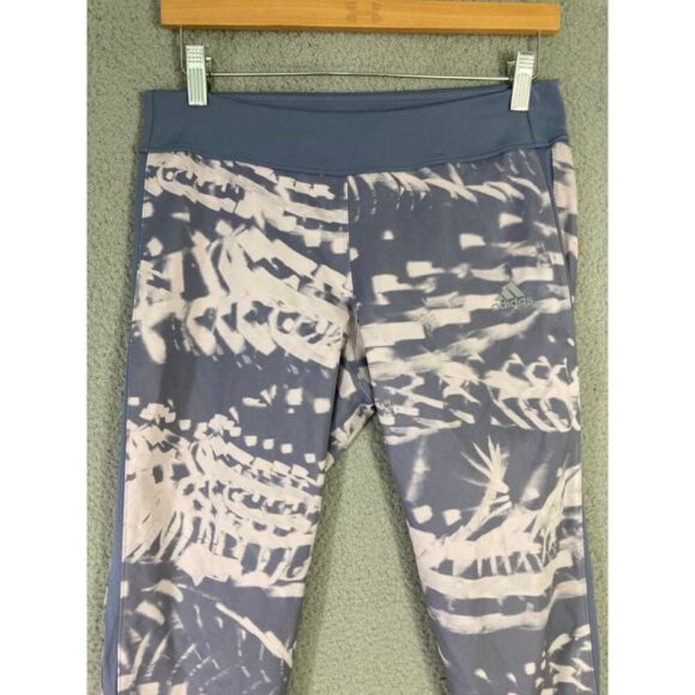 Adidas Leggings Womens M Blue Climacool Graphic Crop 3/4 Running Gym Pants - Thumbnail 4