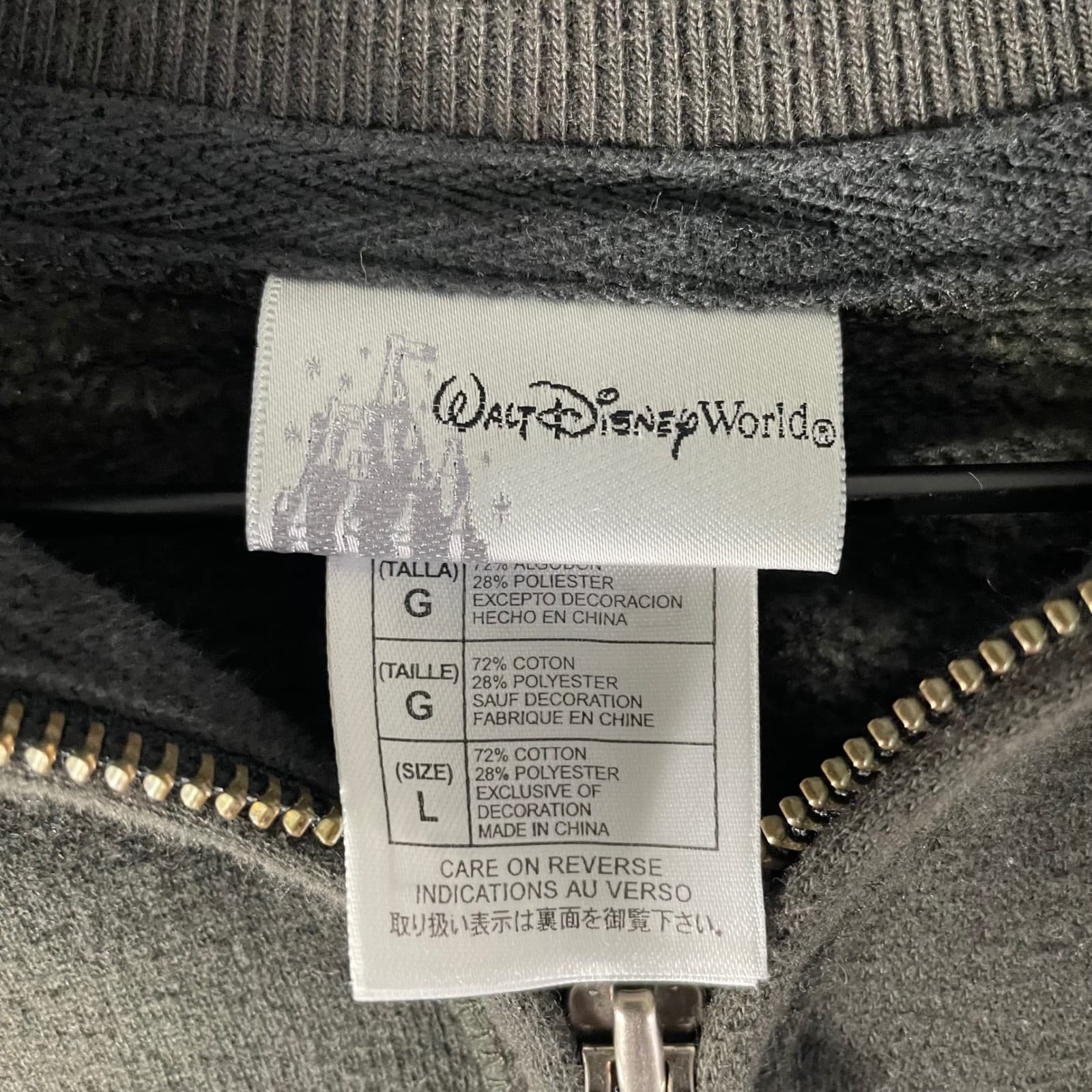 Disney Parks Mickey Mouse Quarter Zip Sweatshirt Large Gray Pullover - Thumbnail 2