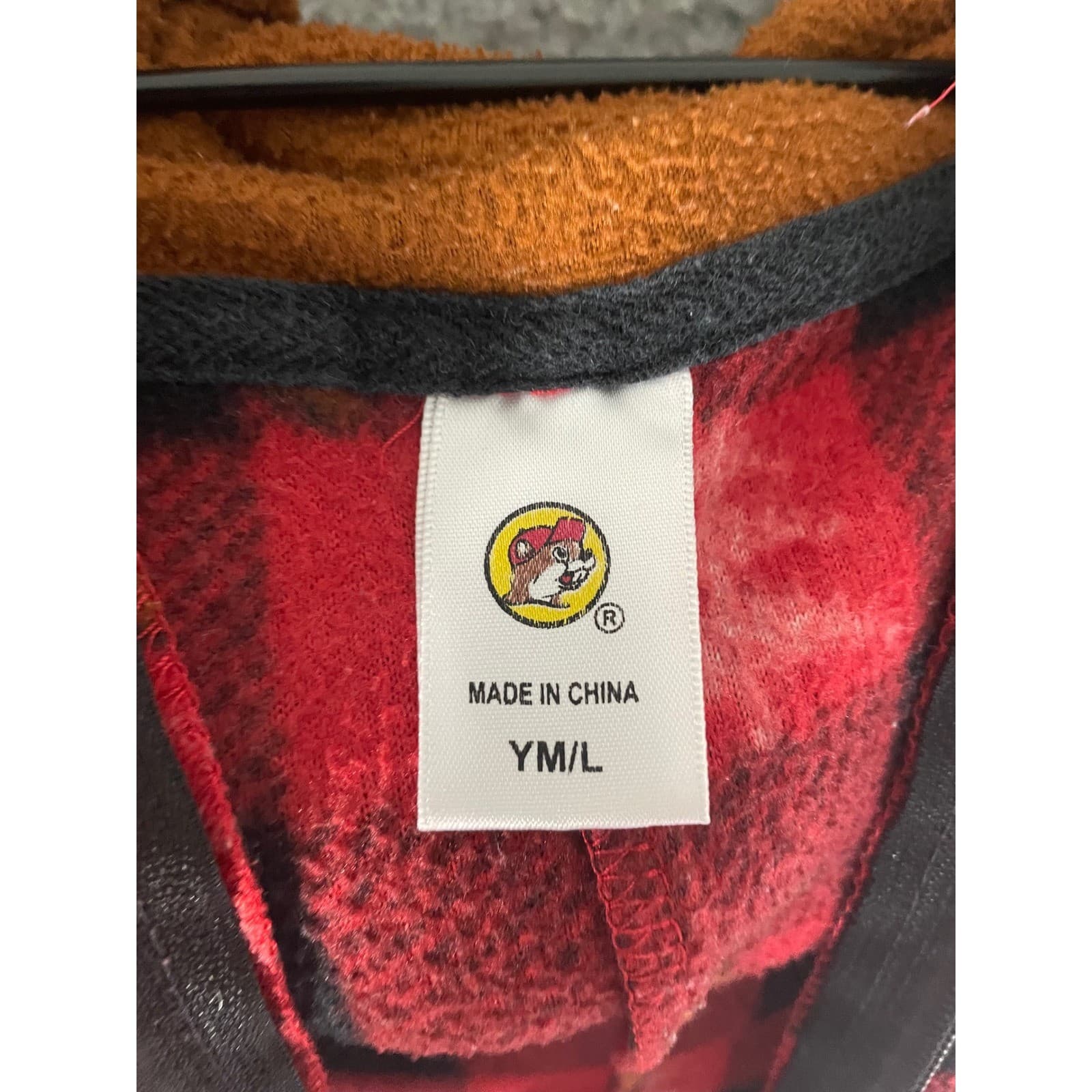 Buc-ee’s Kids Beaver Costume Red Plaid One Piece Hooded Youth M L Outfit - Thumbnail 5