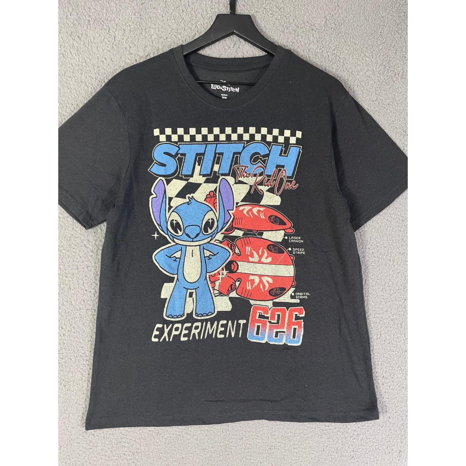 Disney Shirt Mens Lilo Stitch Experiment 626 Black Graphic Tee Cyberpunk Racer - Thumbnail 3