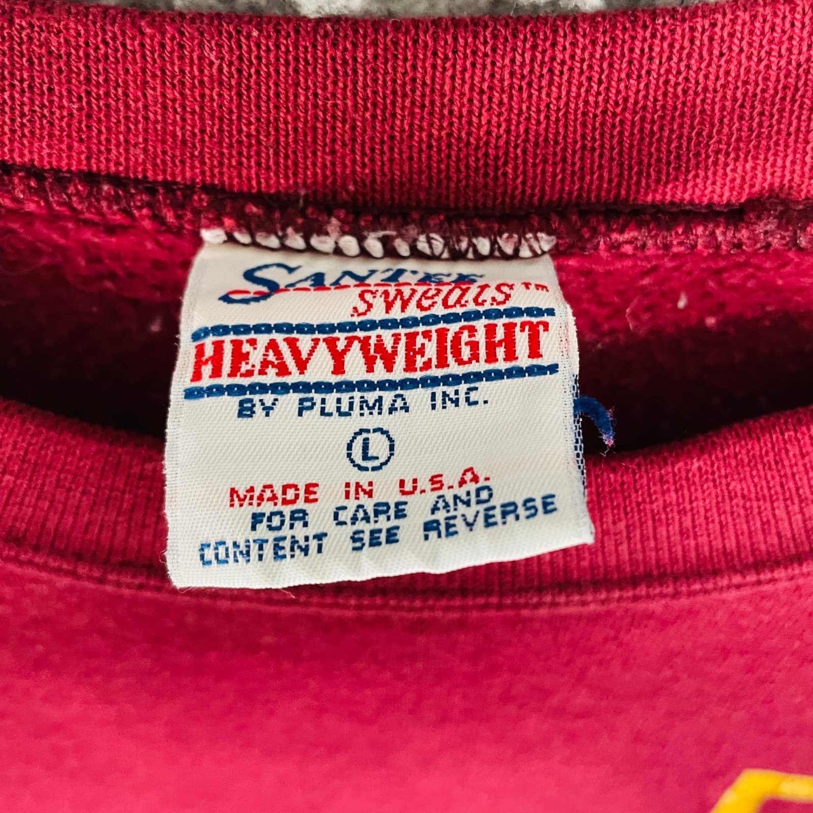 Vintage 90s Madison Square SanTee Heavyweight Red Crewneck Sweatshirt Men’s L - Thumbnail 9