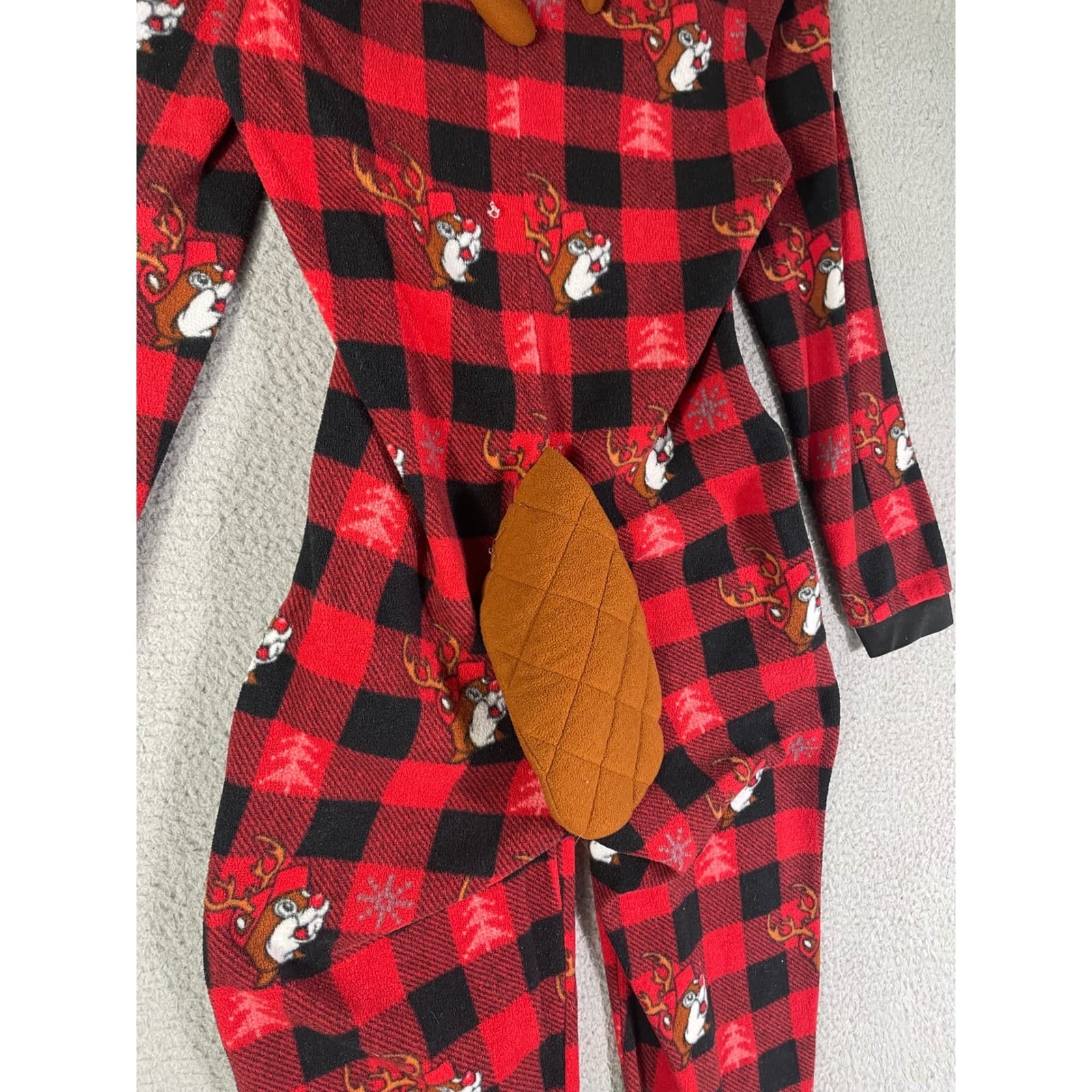 Buc-ee’s Kids Beaver Costume Red Plaid One Piece Hooded Youth M L Outfit - Thumbnail 8