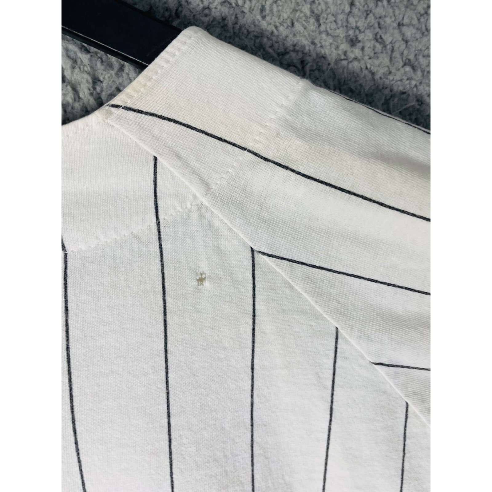 Vintage Soffe Men’s Large Navy Baseball Jersey White Pinstripe Button Up Shirt - Thumbnail 12