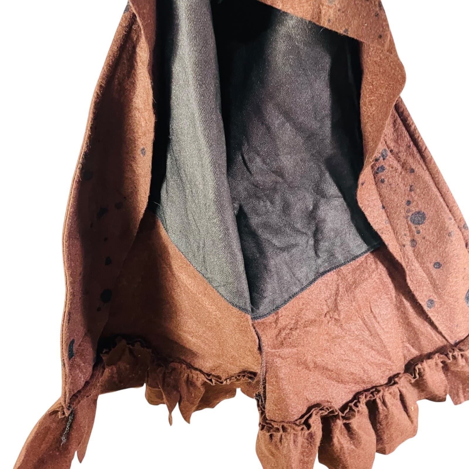 Hooded Capelet Brown Ruffled Costume Cosplay Renaissance Pixie Festival Cowl - Thumbnail 9