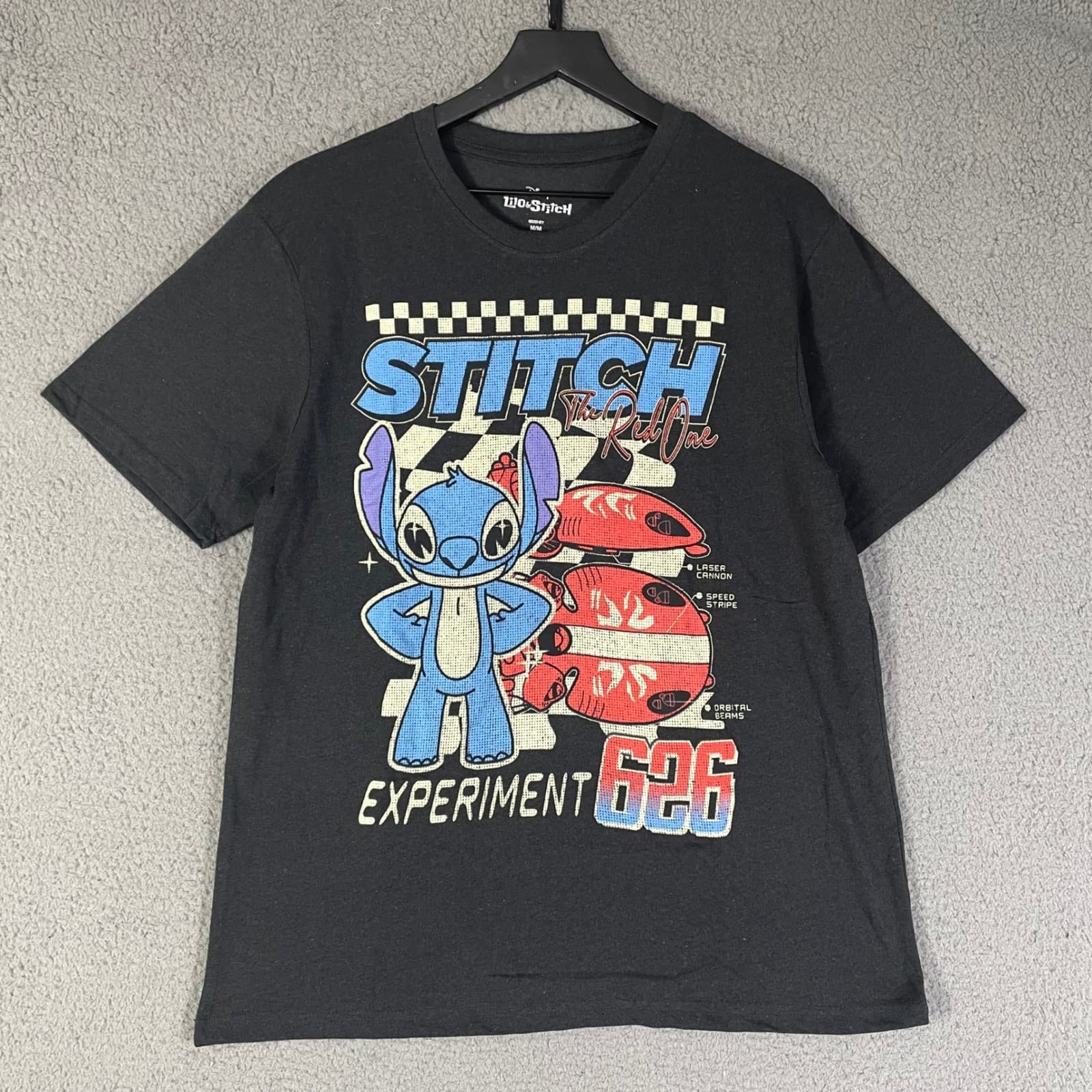 Disney Shirt Mens Lilo Stitch Experiment 626 Black Graphic Tee Cyberpunk Racer - Thumbnail 2
