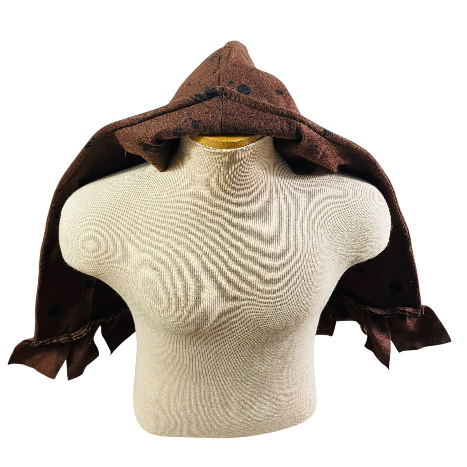 Hooded Capelet Brown Ruffled Costume Cosplay Renaissance Pixie Festival Cowl - Thumbnail 6