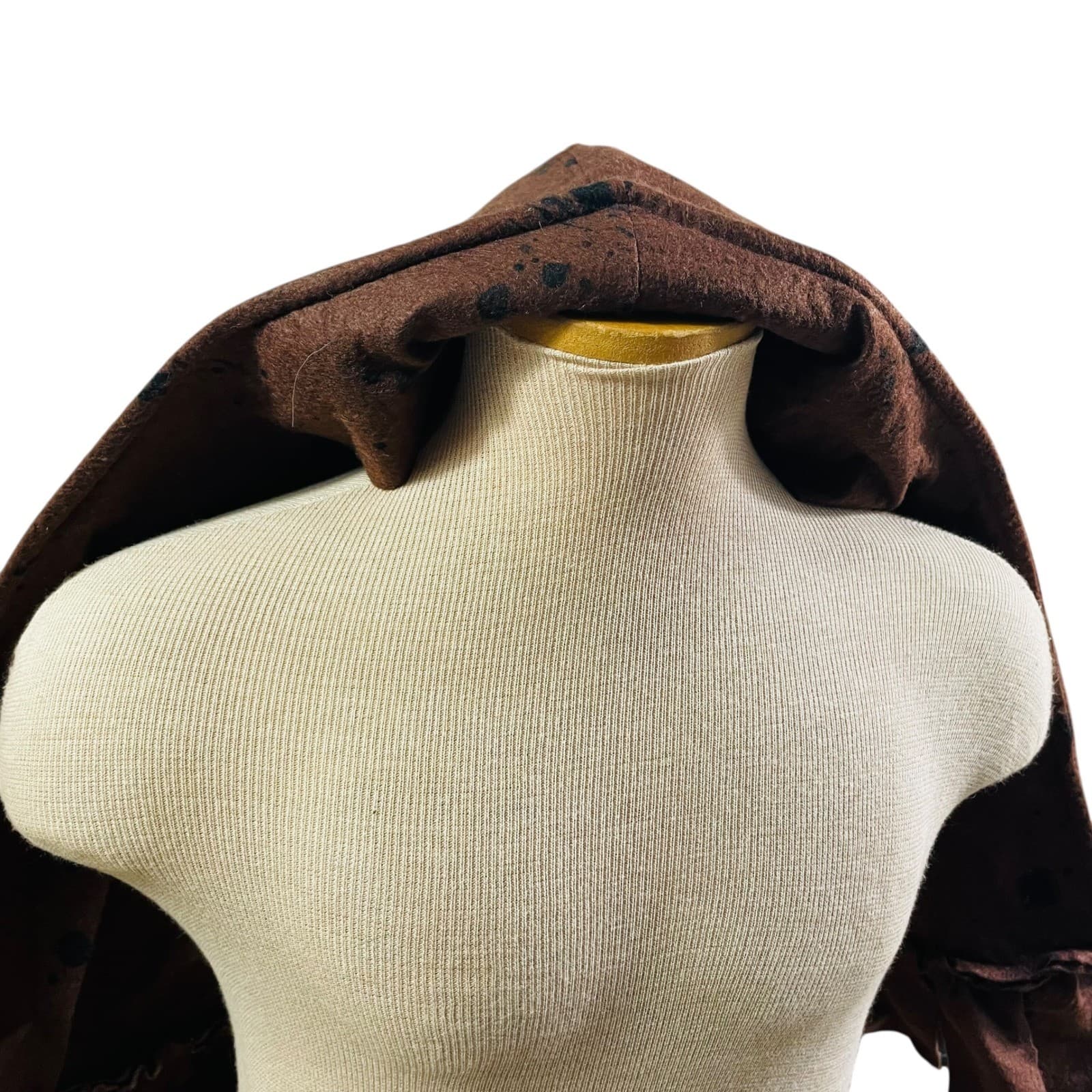 Hooded Capelet Brown Ruffled Costume Cosplay Renaissance Pixie Festival Cowl - Thumbnail 7