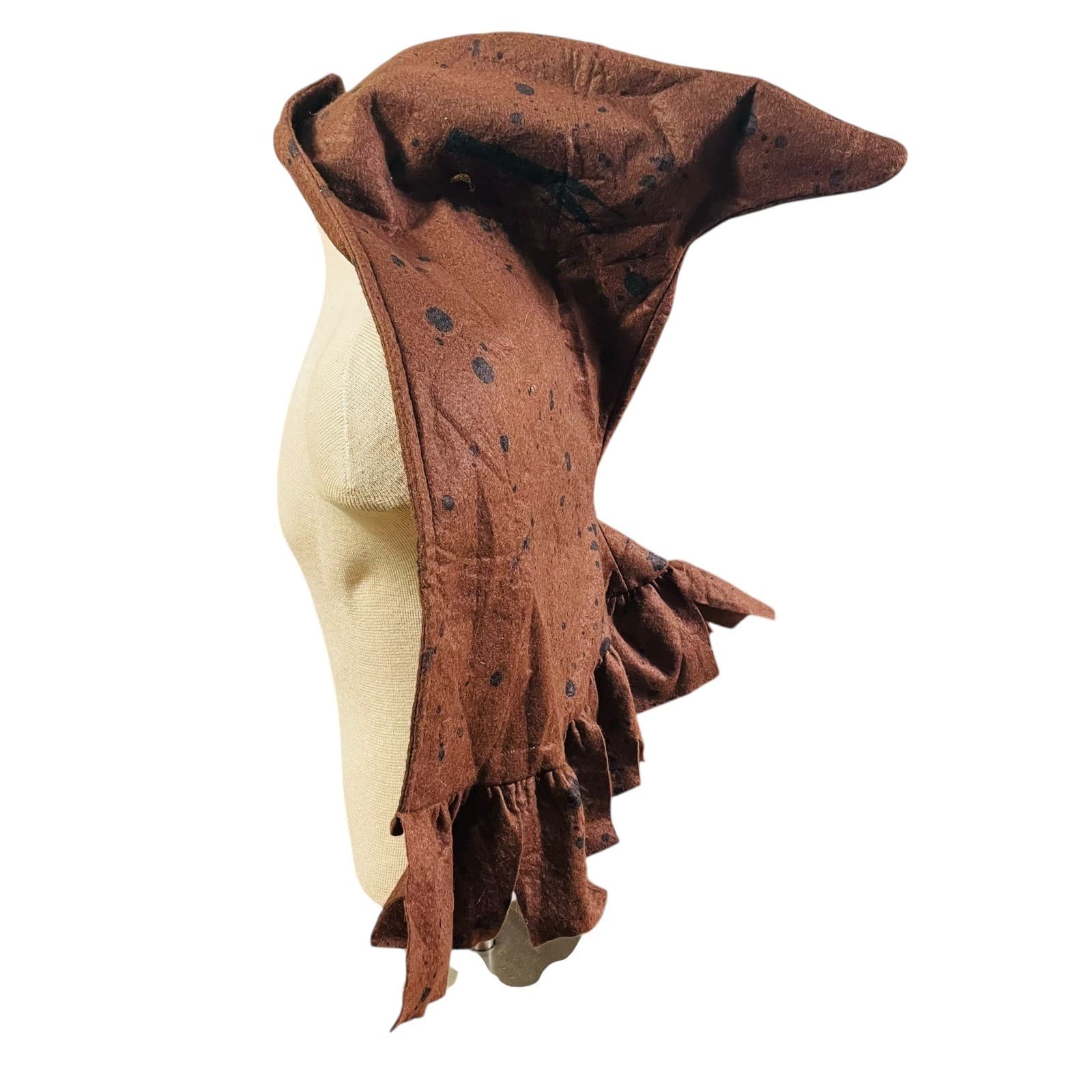 Hooded Capelet Brown Ruffled Costume Cosplay Renaissance Pixie Festival Cowl - Thumbnail 4