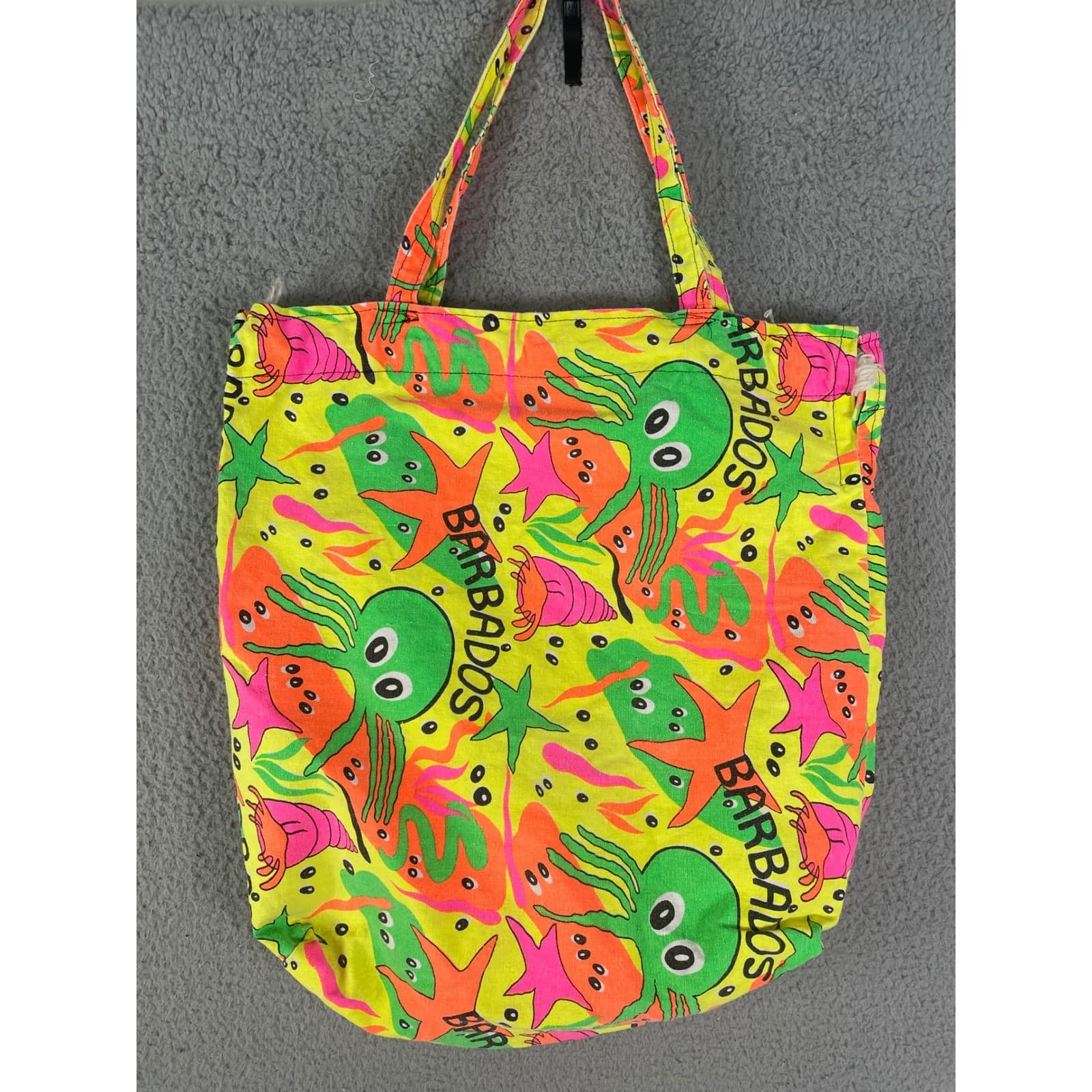 Neon Tropical Beach Tote Bag Octopus Starfish Colorful Travel Pool Summer - Thumbnail 9