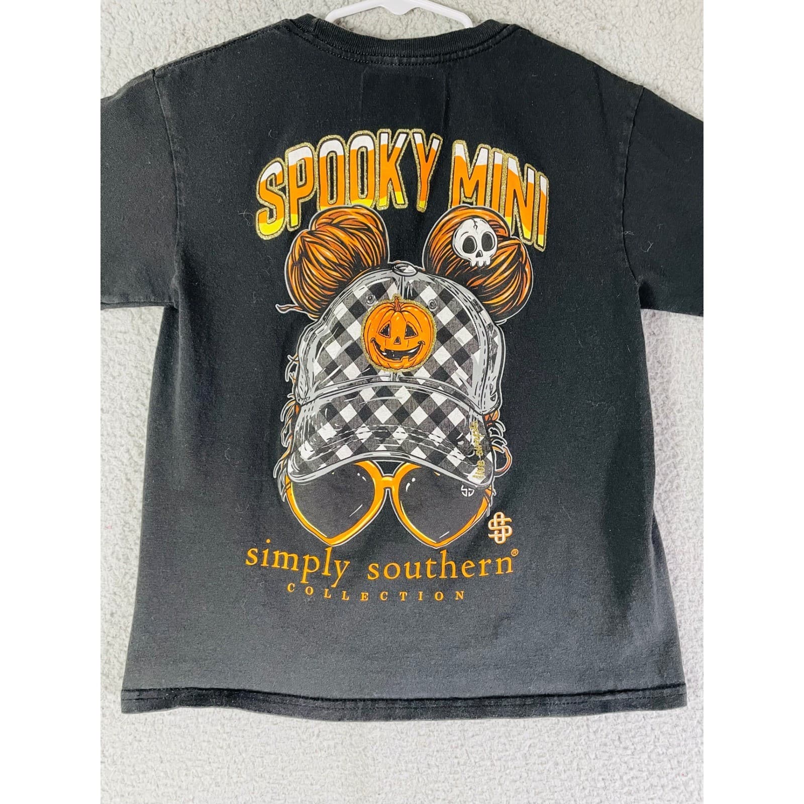 Simply Southern Collection Youth Spooky Mini Halloween T Shirt Black YS - Thumbnail 6