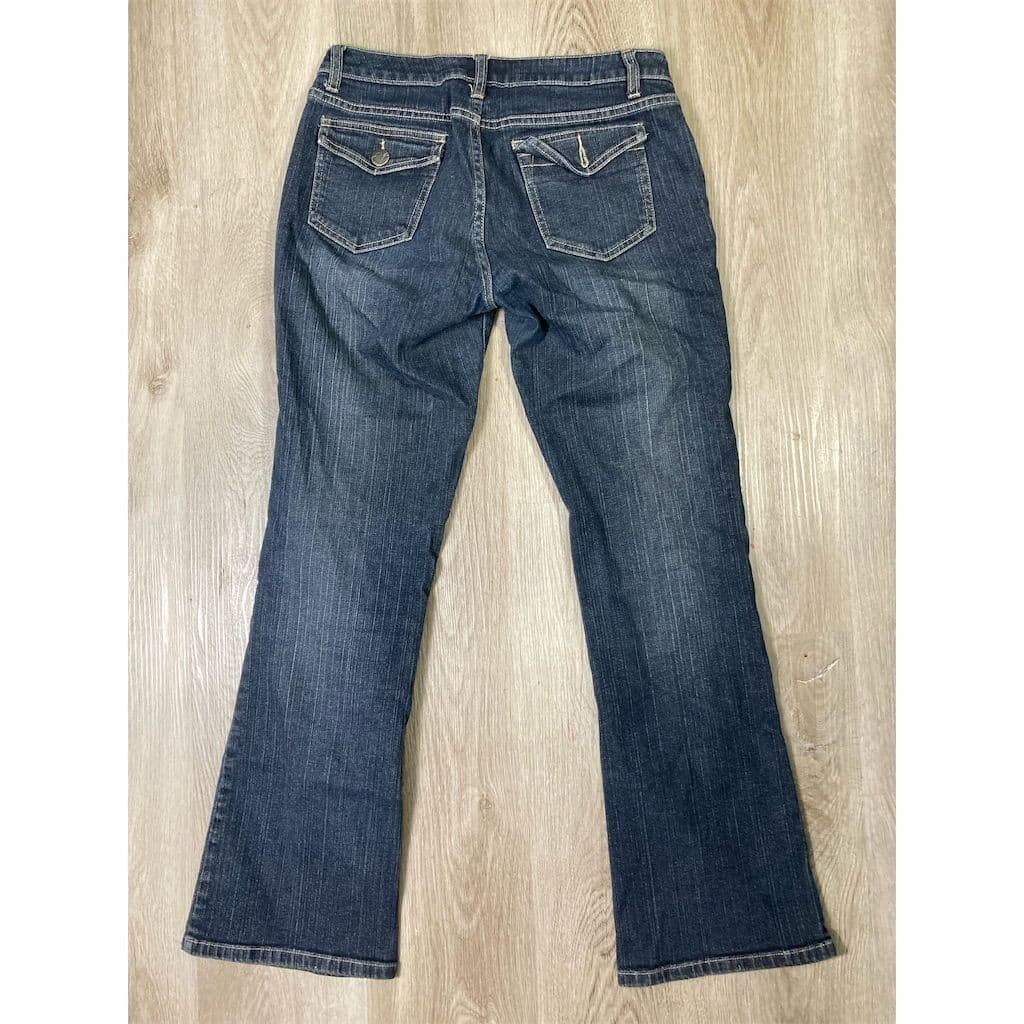 Fashion Bug Jeans Womens 5 Dark Blue Flare Bootcut Patch Pocket Y2K VTG Denim - Thumbnail 2