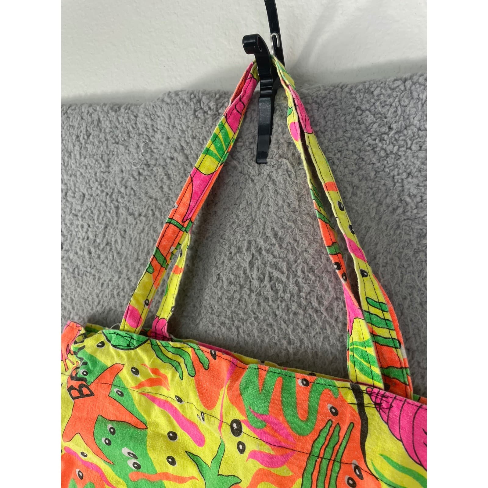 Neon Tropical Beach Tote Bag Octopus Starfish Colorful Travel Pool Summer - Thumbnail 7