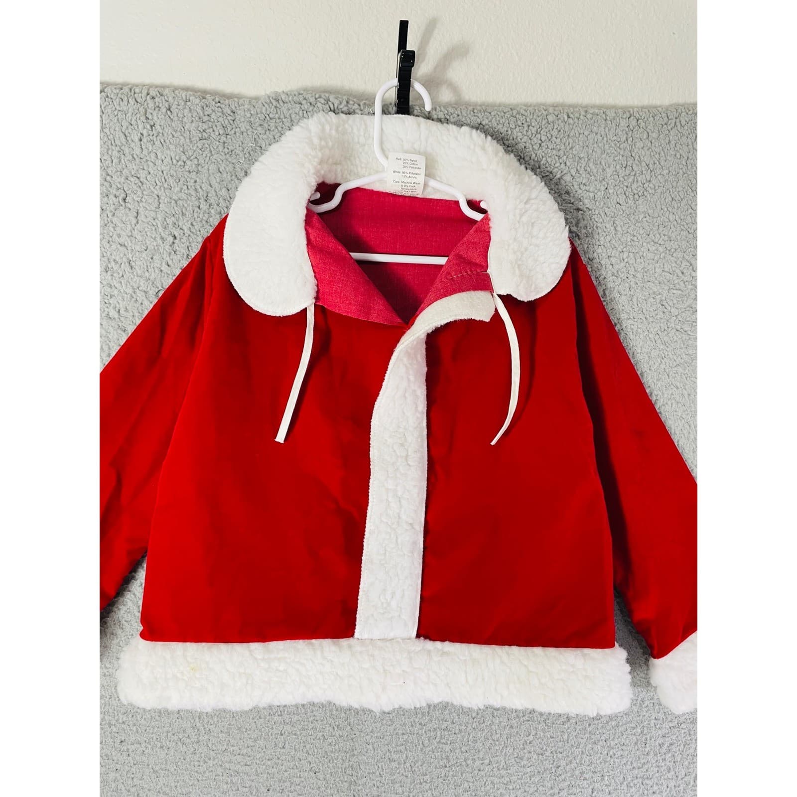 Toddler Santa Suit Jacket Vintage 90s Red White Holiday Christmas Costume - Thumbnail 3