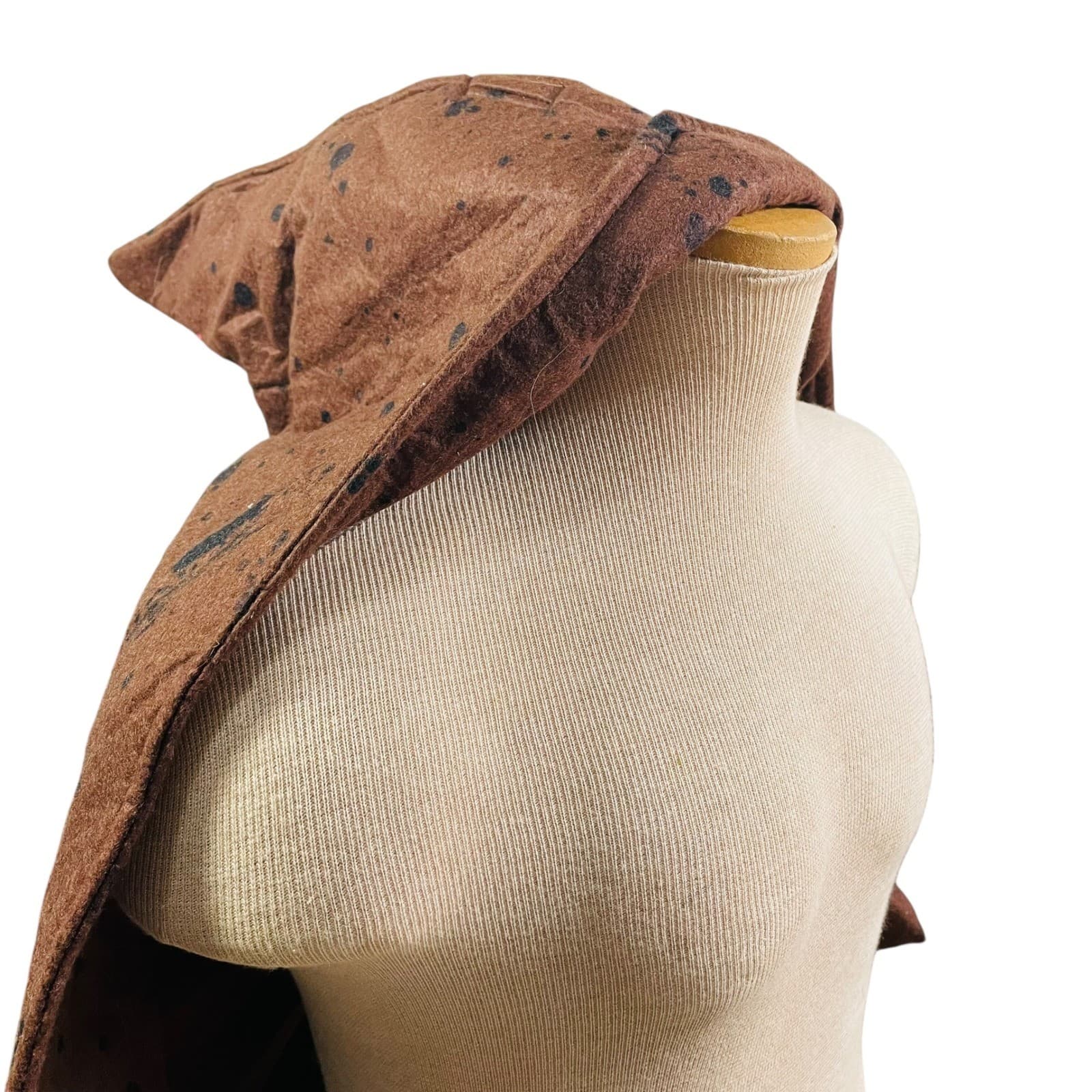 Hooded Capelet Brown Ruffled Costume Cosplay Renaissance Pixie Festival Cowl - Thumbnail 3