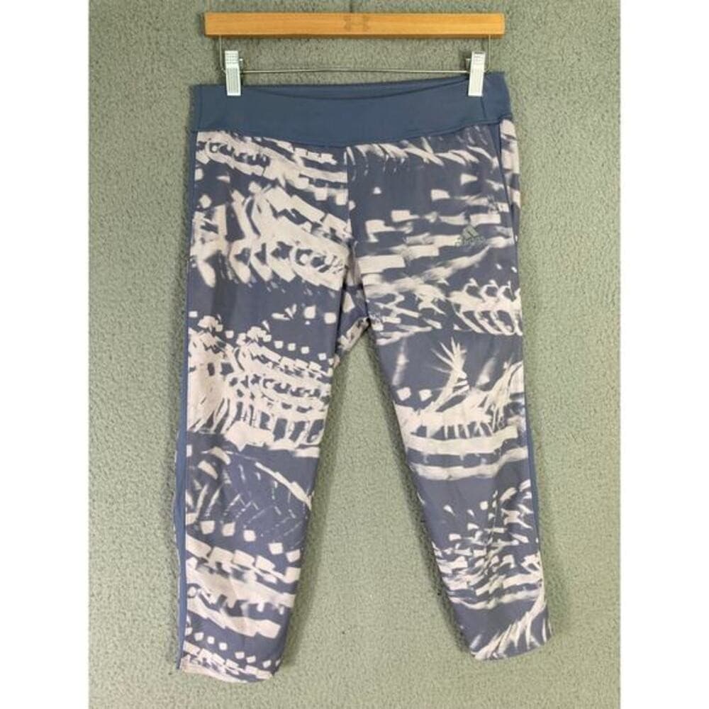 Adidas Leggings Womens M Blue Climacool Graphic Crop 3/4 Running Gym Pants - Thumbnail 6