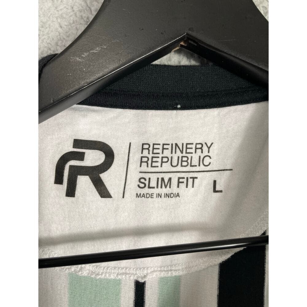 Refinery Republic Shirt Mens Large Berlin Striped Slim Fit Graphic Tee Green - Thumbnail 5