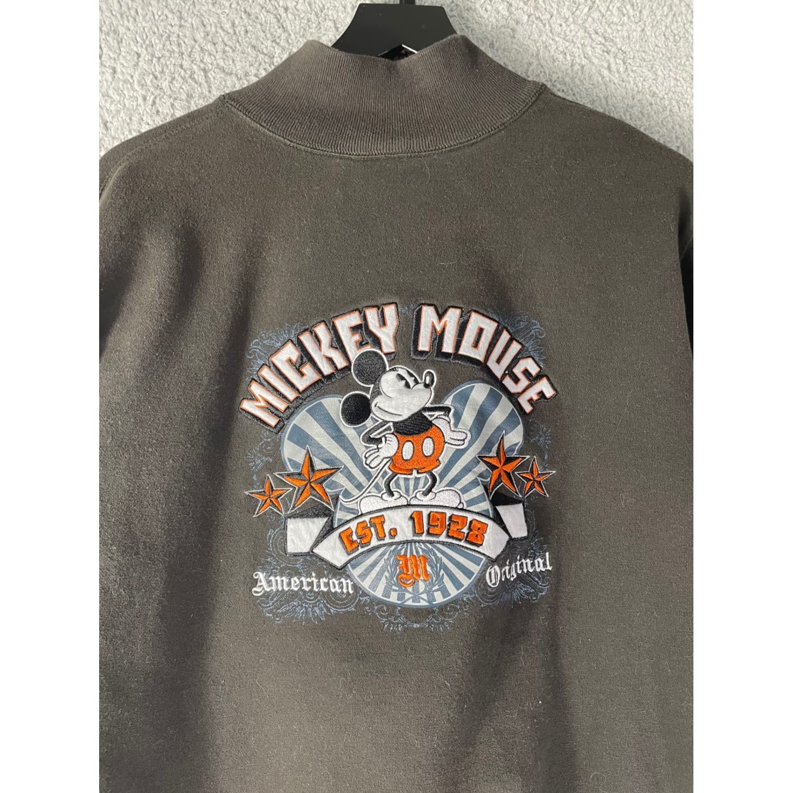 Disney Parks Mickey Mouse Quarter Zip Sweatshirt Large Gray Pullover - Thumbnail 4