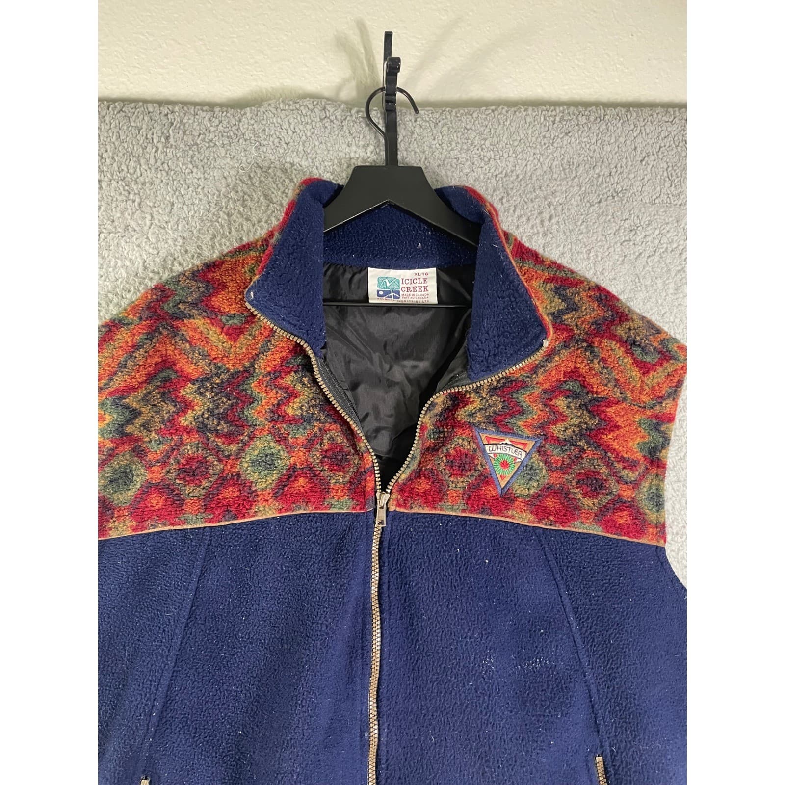 Womens Fleece Vest XL Southwestern Pattern Zip Outdoor Hiking Casual - Thumbnail 10