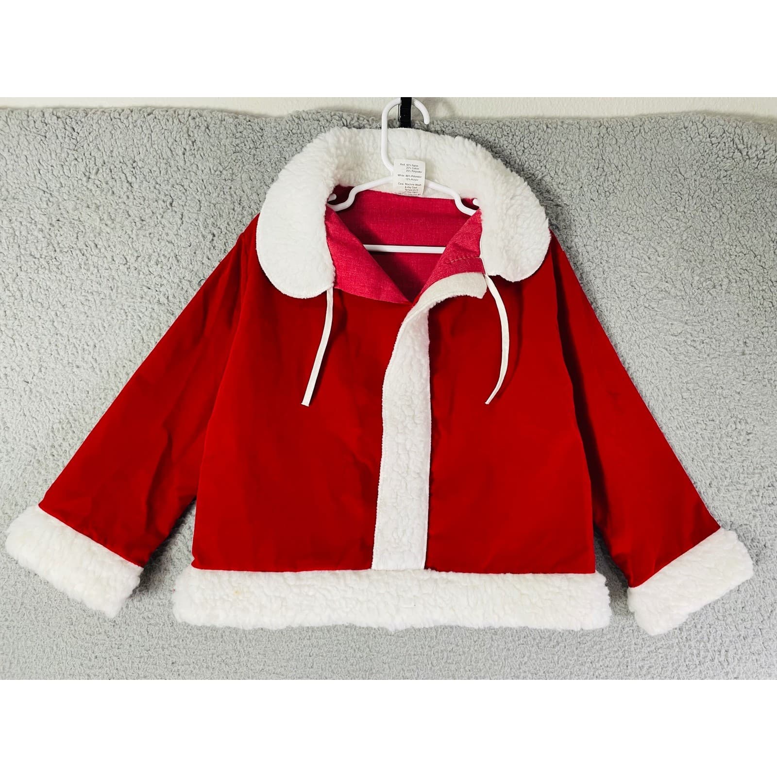 Toddler Santa Suit Jacket Vintage 90s Red White Holiday Christmas Costume - Thumbnail 4
