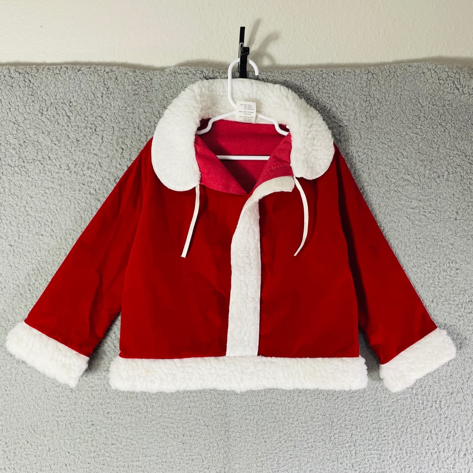 Toddler Santa Suit Jacket Vintage 90s Red White Holiday Christmas Costume - Thumbnail 2