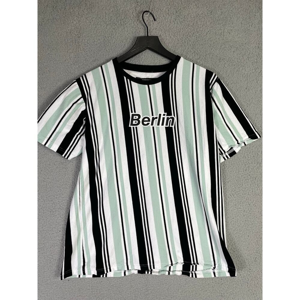 Refinery Republic Shirt Mens Large Berlin Striped Slim Fit Graphic Tee Green - Thumbnail 2