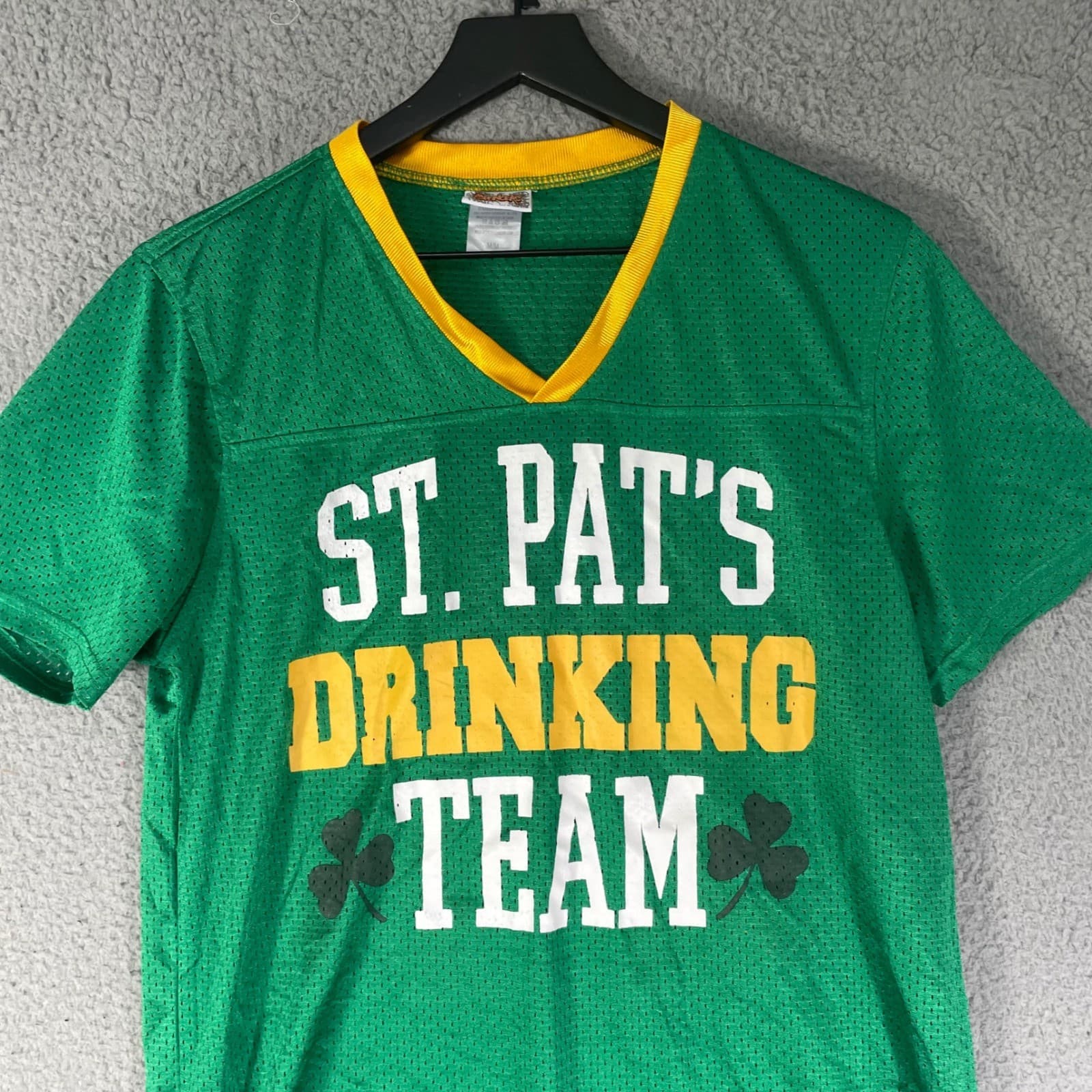 St Patricks Drinking Team Jersey Womens M Green Shamrock Graphic Shirt 17 - Thumbnail 5