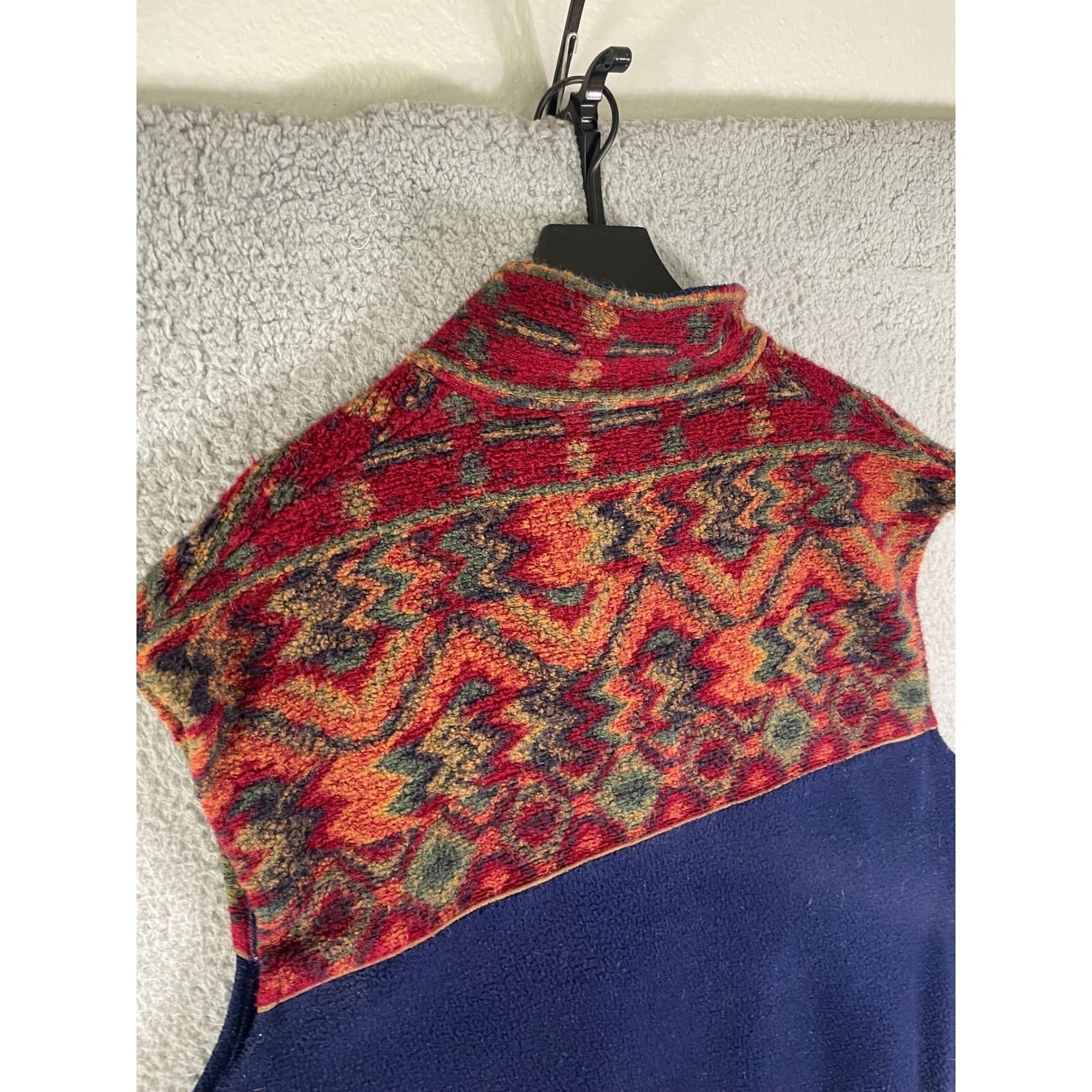 Womens Fleece Vest XL Southwestern Pattern Zip Outdoor Hiking Casual - Thumbnail 12