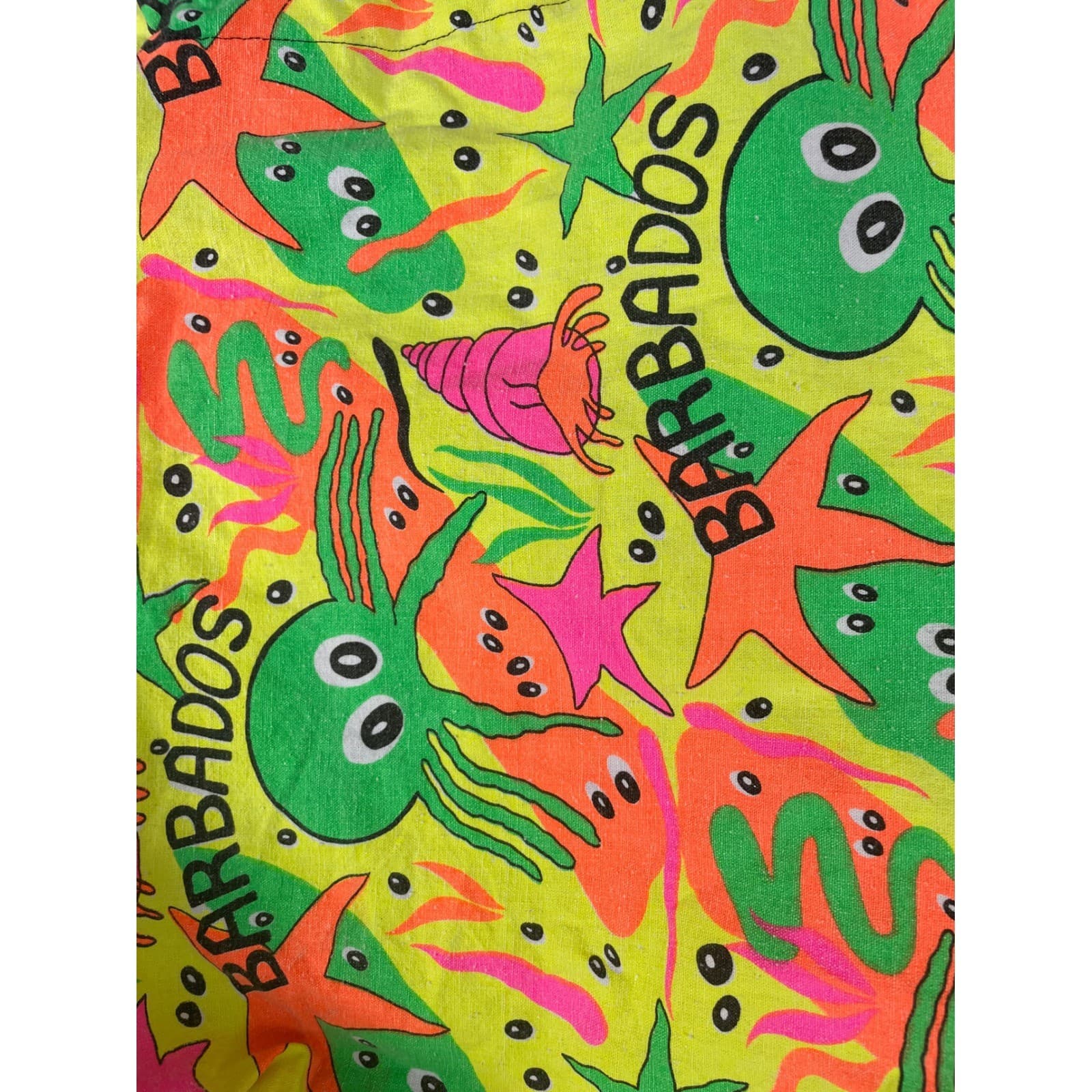 Neon Tropical Beach Tote Bag Octopus Starfish Colorful Travel Pool Summer - Thumbnail 8