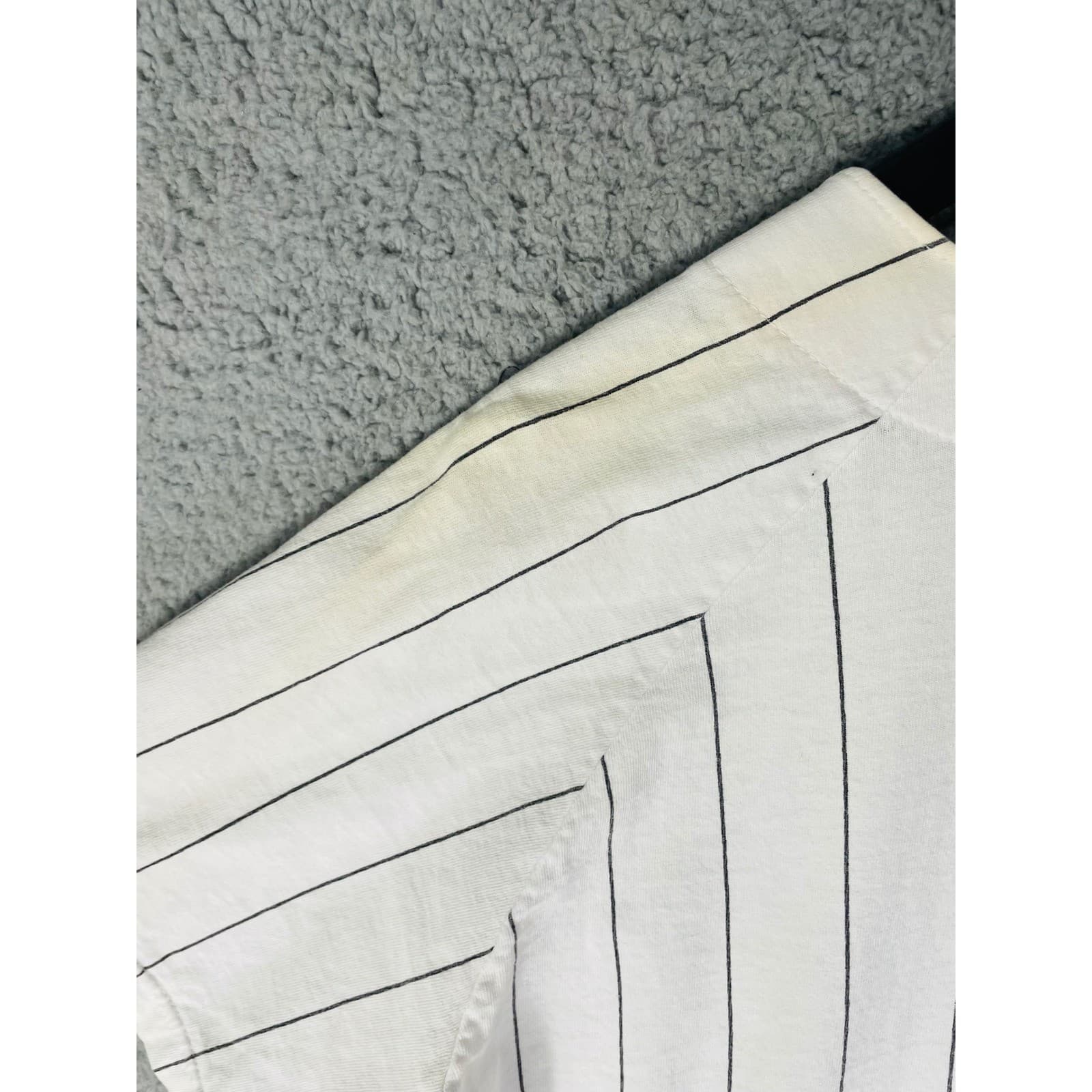 Vintage Soffe Men’s Large Navy Baseball Jersey White Pinstripe Button Up Shirt - Thumbnail 11