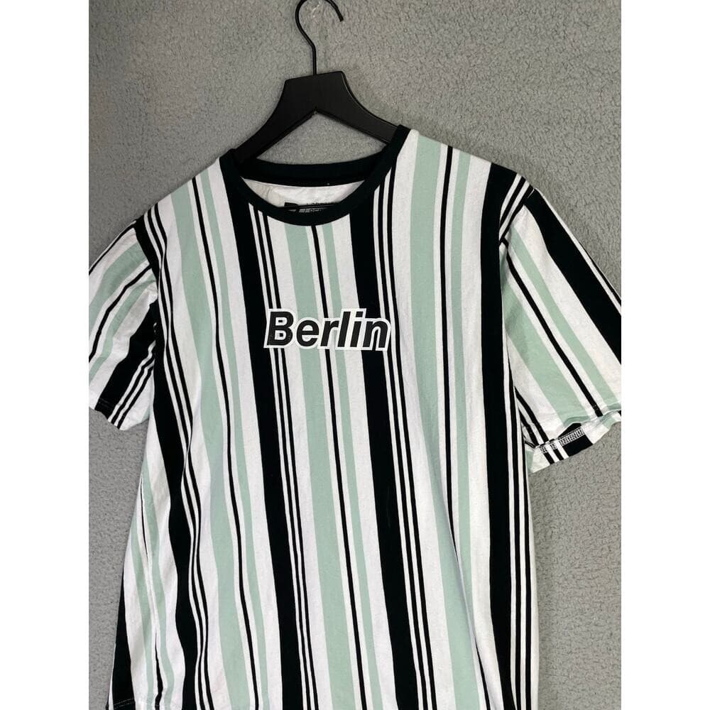 Refinery Republic Shirt Mens Large Berlin Striped Slim Fit Graphic Tee Green - Thumbnail 3