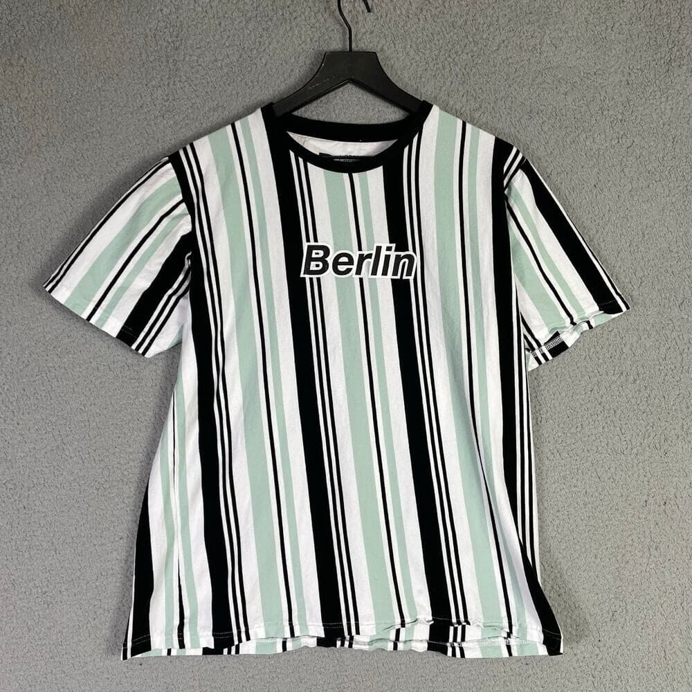 Refinery Republic Shirt Mens Large Berlin Striped Slim Fit Graphic Tee Green