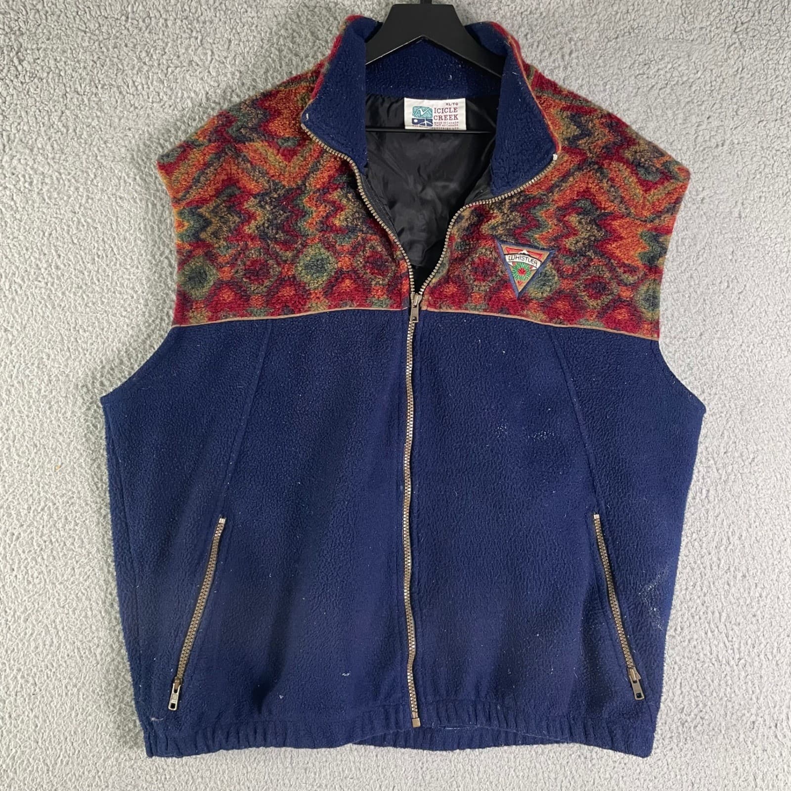 Womens Fleece Vest XL Southwestern Pattern Zip Outdoor Hiking Casual - Thumbnail 6