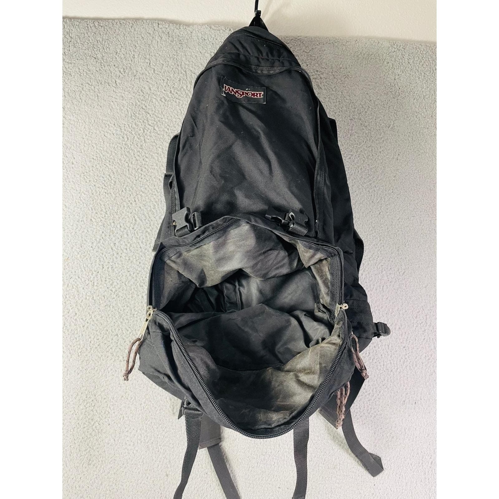 Vintage JanSport Internal Frame Backpack Black Hiking Camping Trail Pack Gear - Thumbnail 12