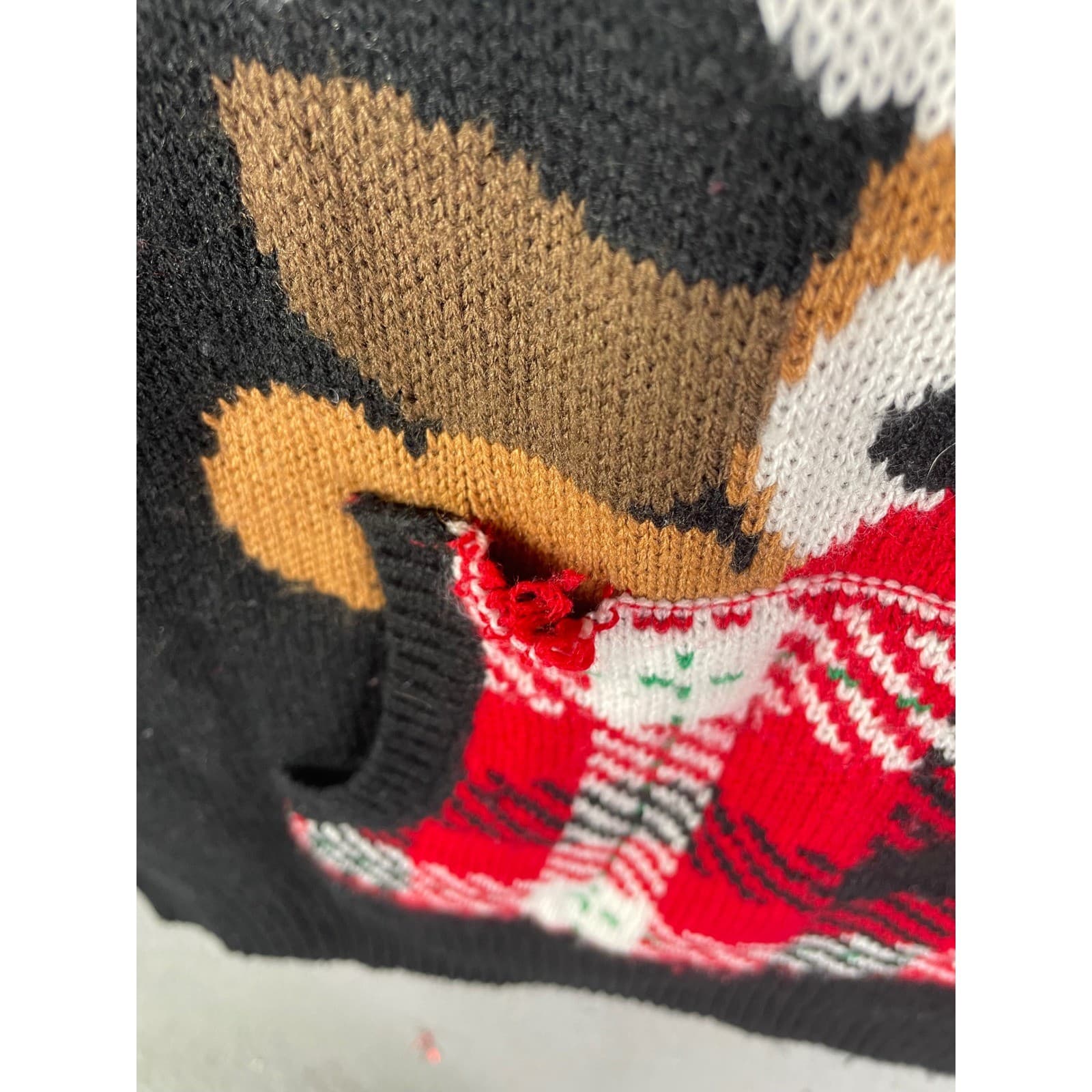 No Boundaries Kids Ugly Christmas Sweater Hoodie L 11-13 Plaid Reindeer - Thumbnail 10