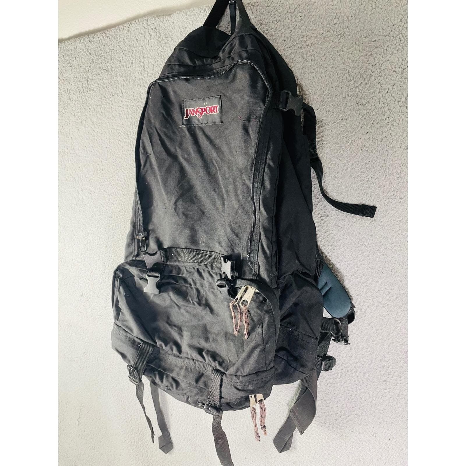 Vintage JanSport Internal Frame Backpack Black Hiking Camping Trail Pack Gear - Thumbnail 3