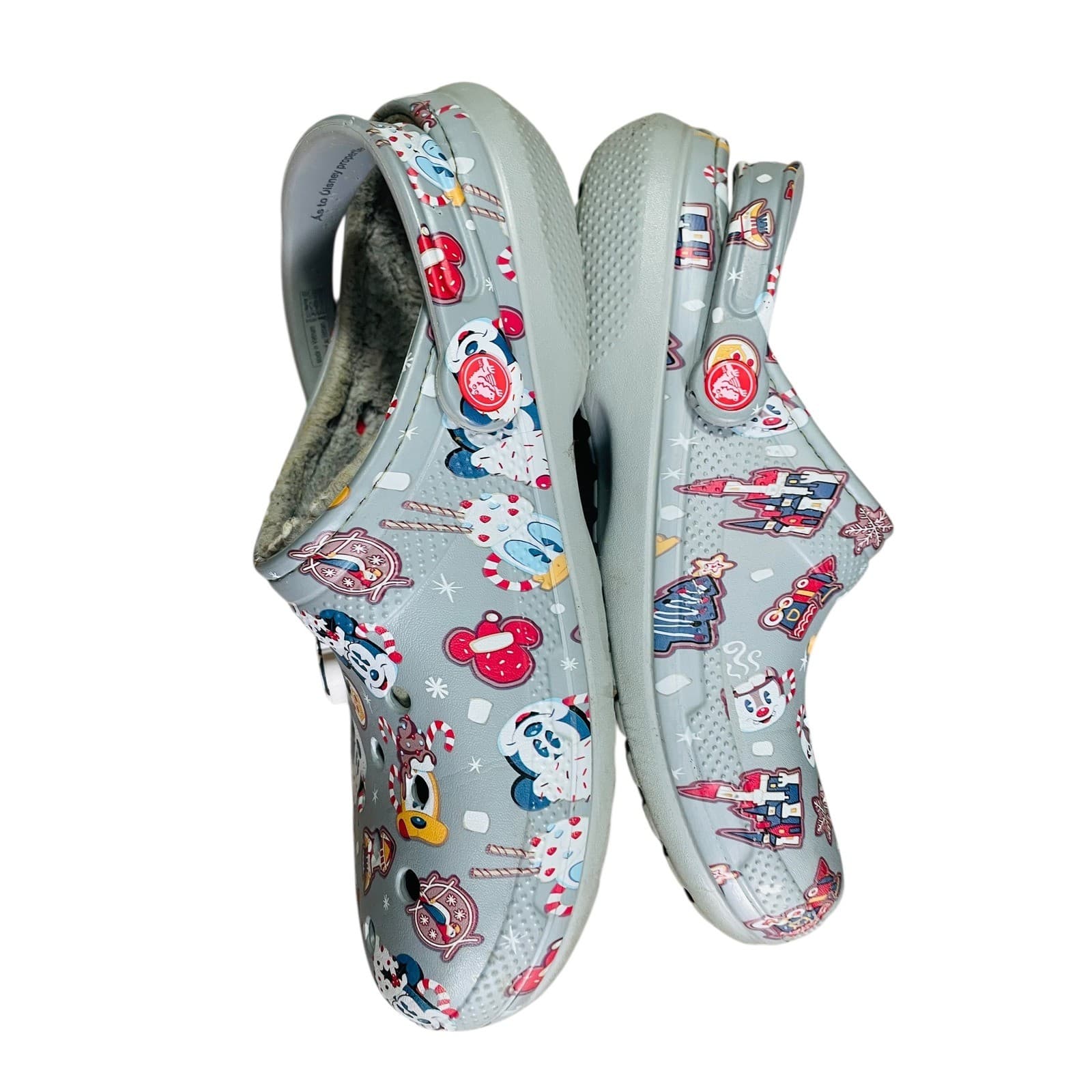 Disney Crocs Adult Gray Christmas Mickey Mouse Lined Clogs Womens Size 11 Mens 9 - Thumbnail 11