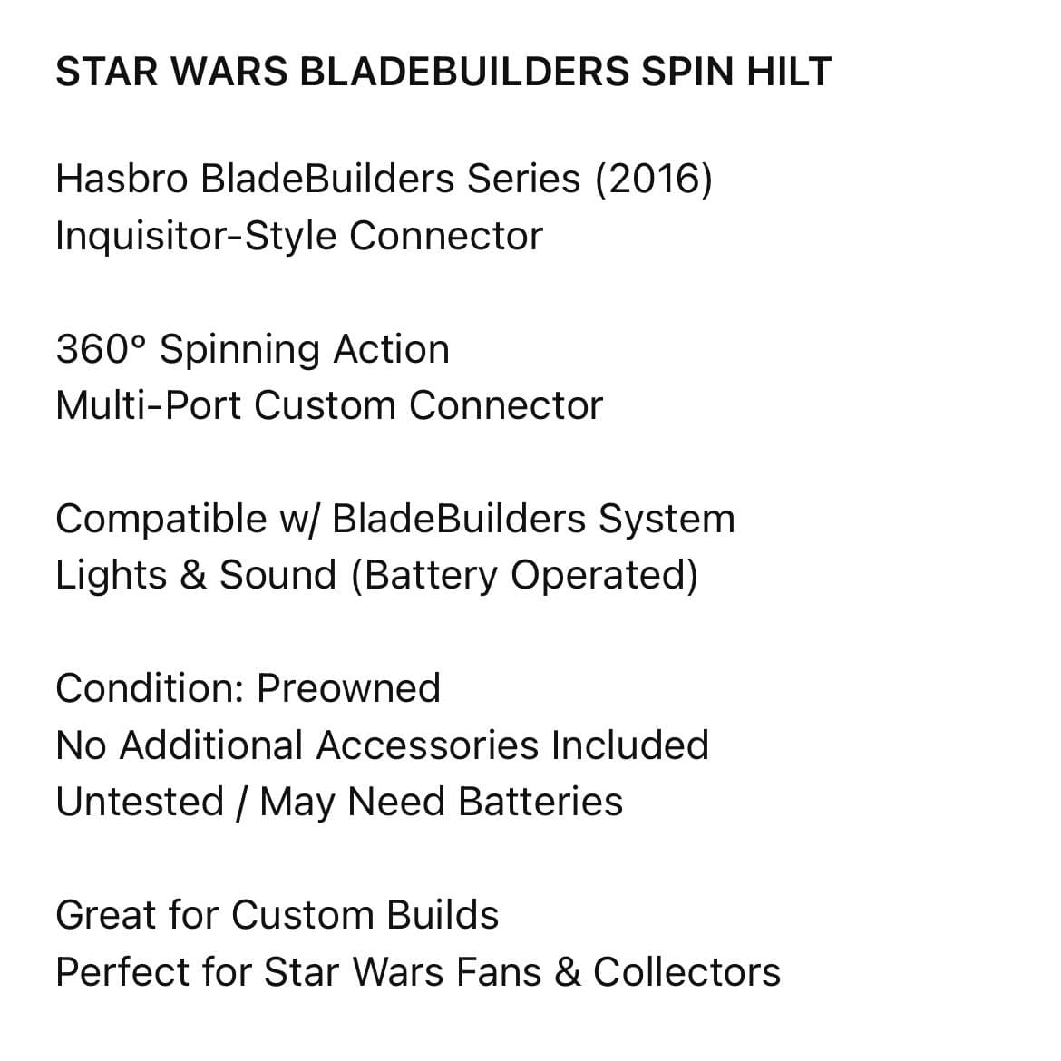 Star Wars BladeBuilders Inquisitorius Spin Hilt Connector Hasbro 2016 Toy - Thumbnail 2
