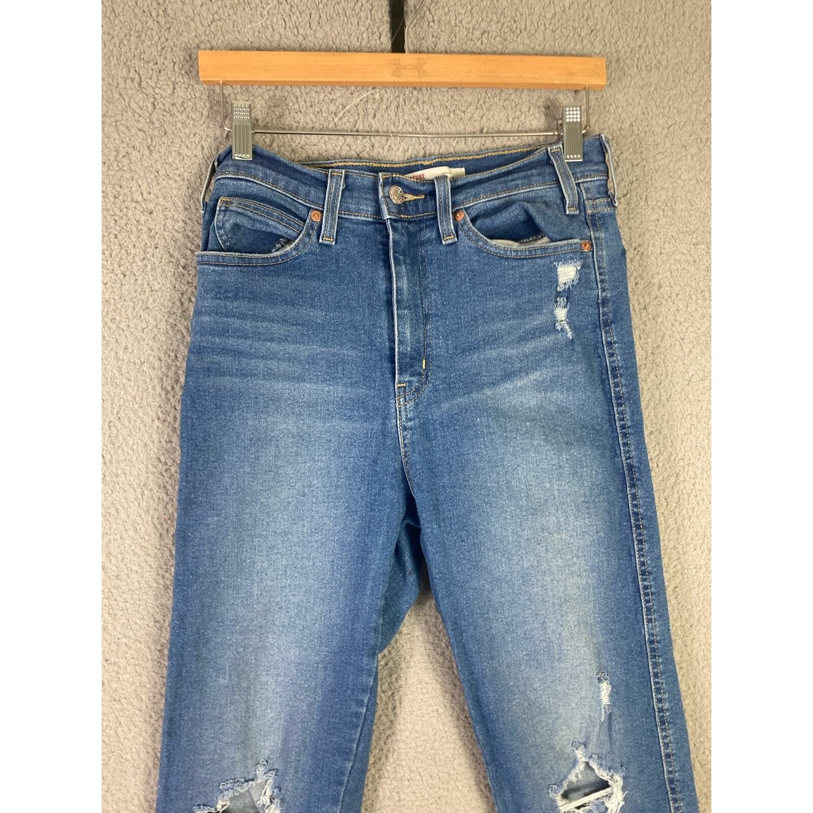 Signature by Levi Strauss Jeans Womens 7 Medium Wash Distressed Straight Denim - Thumbnail 6