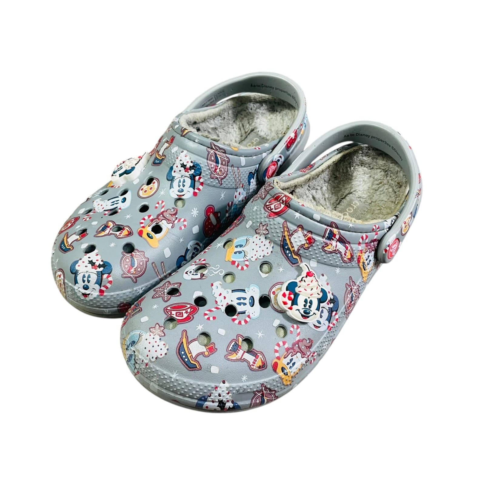 Disney Crocs Adult Gray Christmas Mickey Mouse Lined Clogs Womens Size 11 Mens 9 - Thumbnail 2
