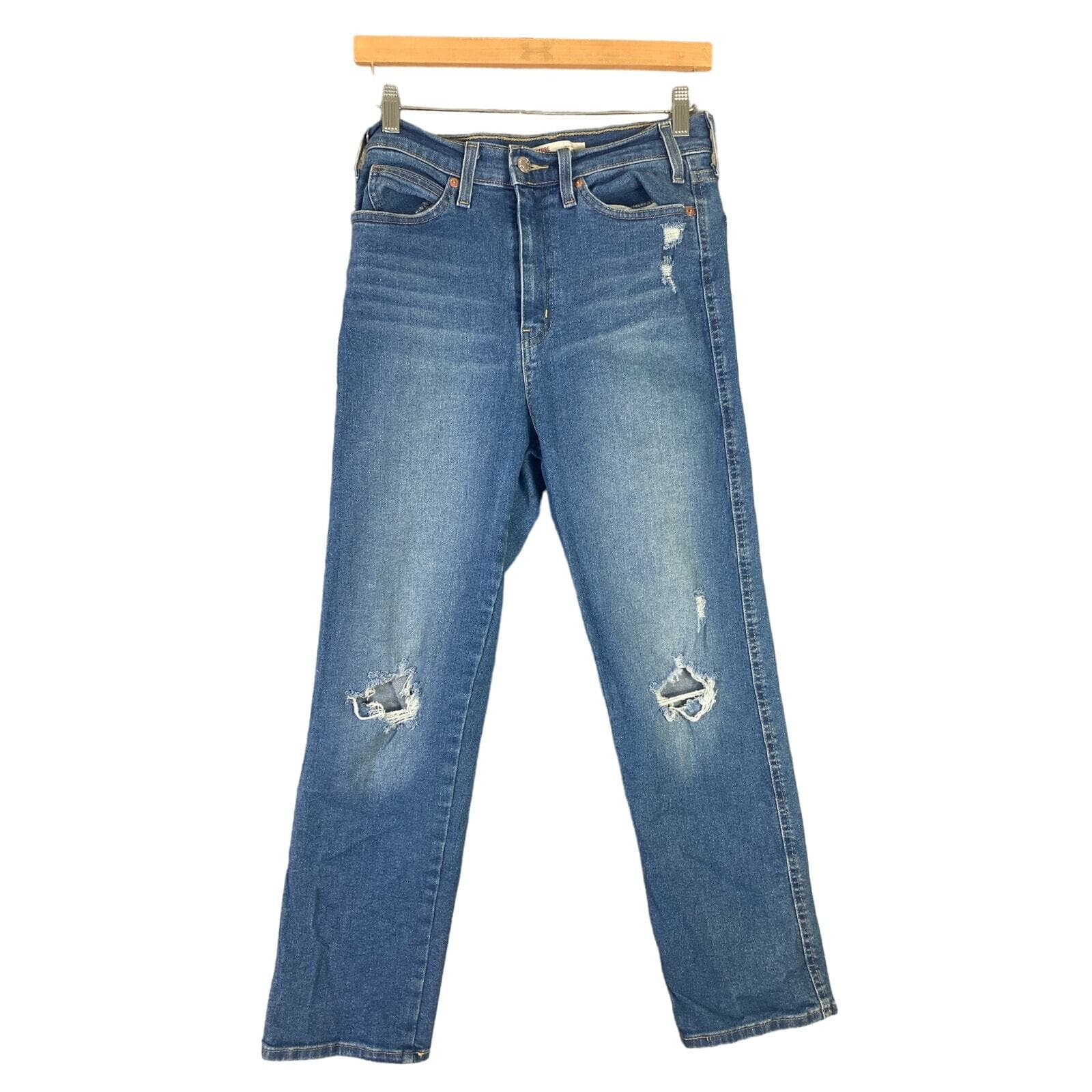 Signature by Levi Strauss Jeans Womens 7 Medium Wash Distressed Straight Denim - Thumbnail 2