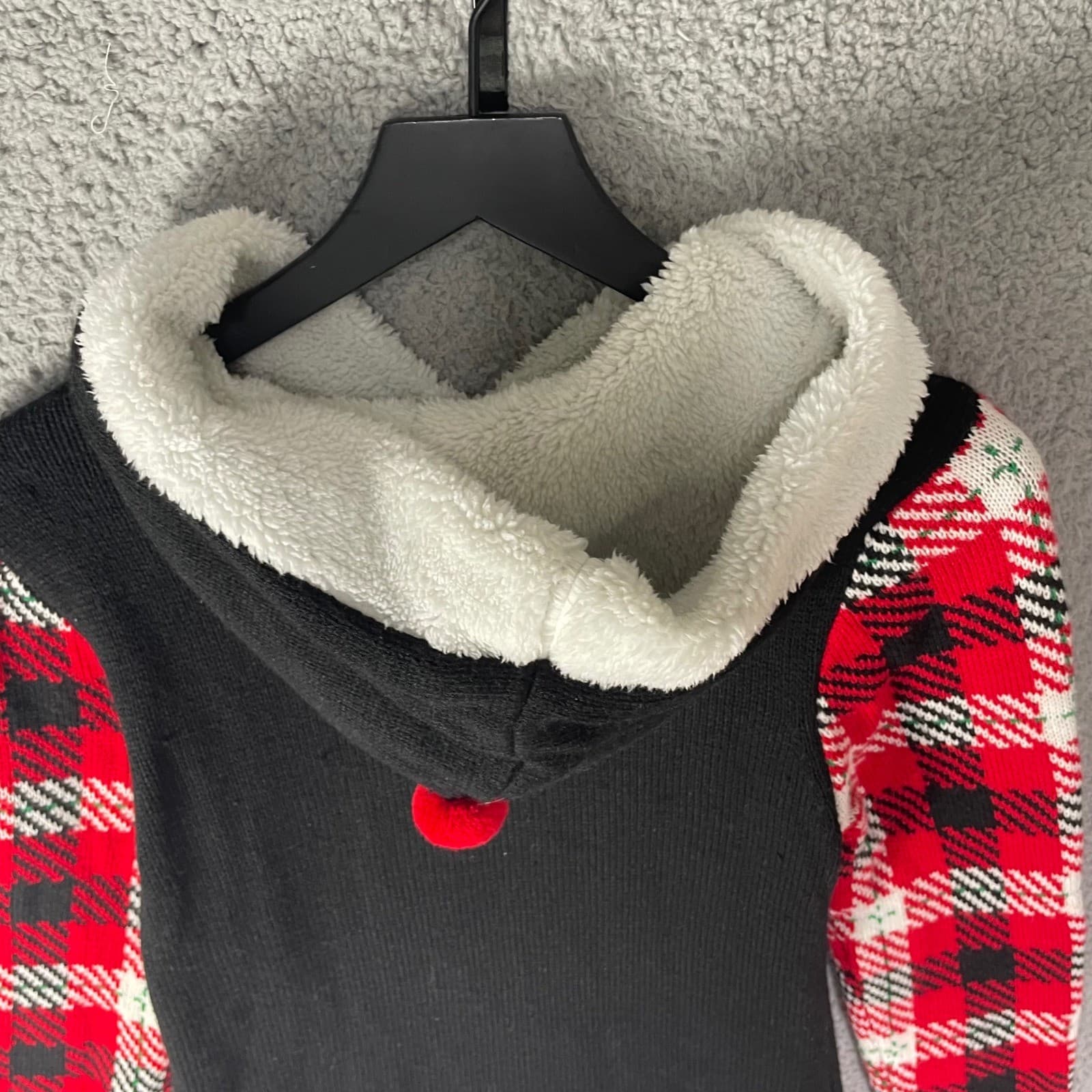No Boundaries Kids Ugly Christmas Sweater Hoodie L 11-13 Plaid Reindeer - Thumbnail 11