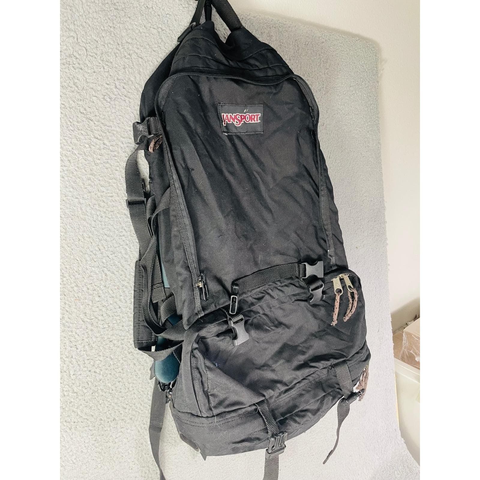 Vintage JanSport Internal Frame Backpack Black Hiking Camping Trail Pack Gear - Thumbnail 4