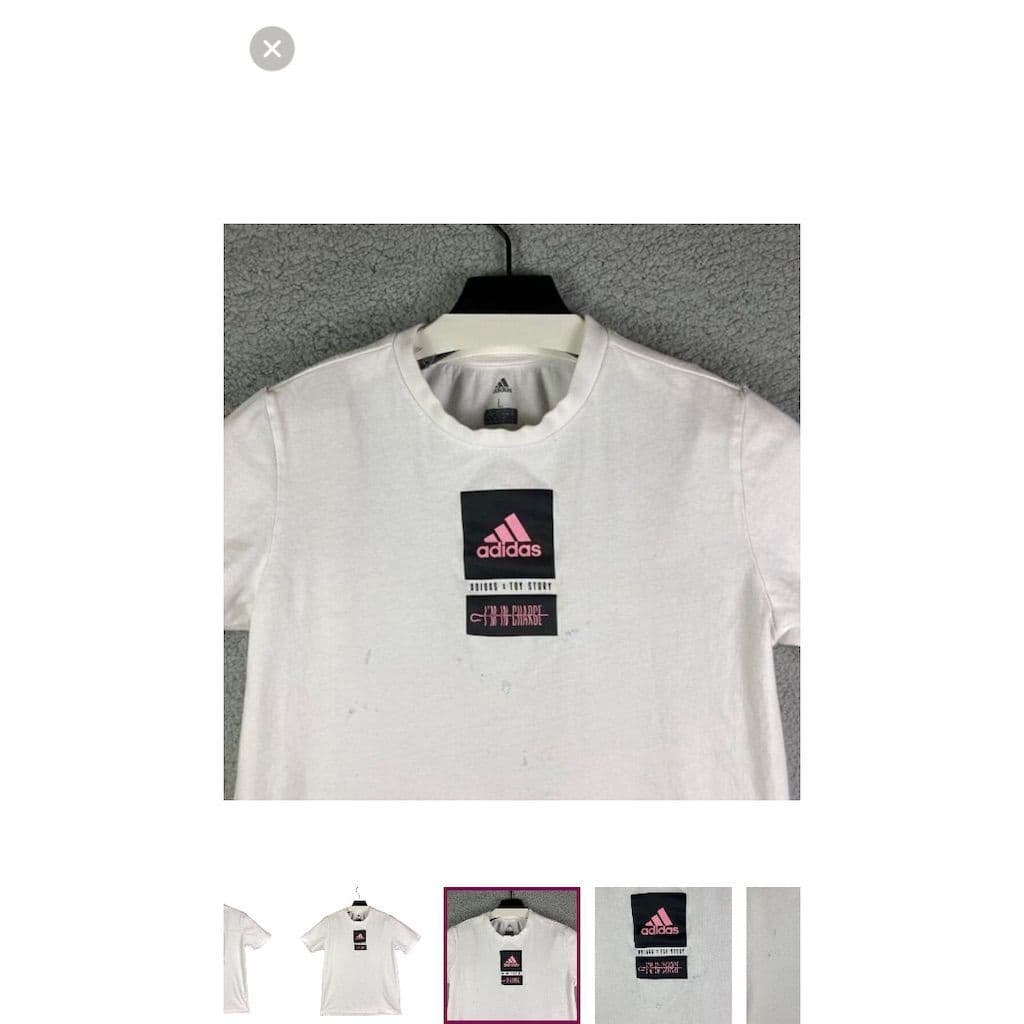 Adidas x Toy Story Youth T-Shirt Size L White Disney Pixar Kids Unisex Tee - Thumbnail 3