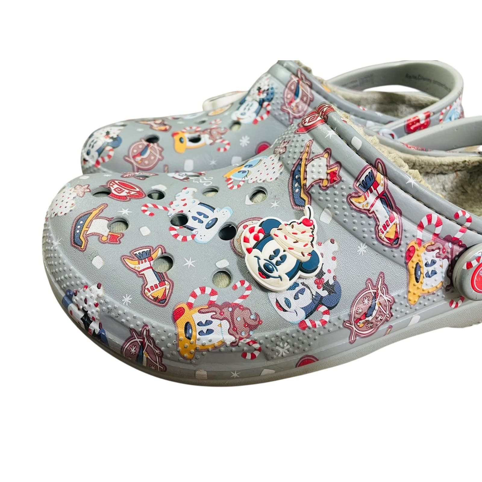 Disney Crocs Adult Gray Christmas Mickey Mouse Lined Clogs Womens Size 11 Mens 9 - Thumbnail 7